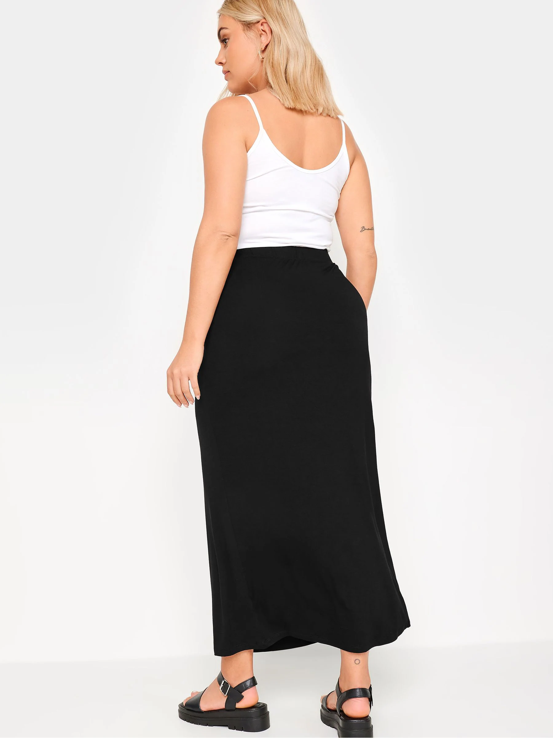 Yours Curve Black Tube Maxi Skirt