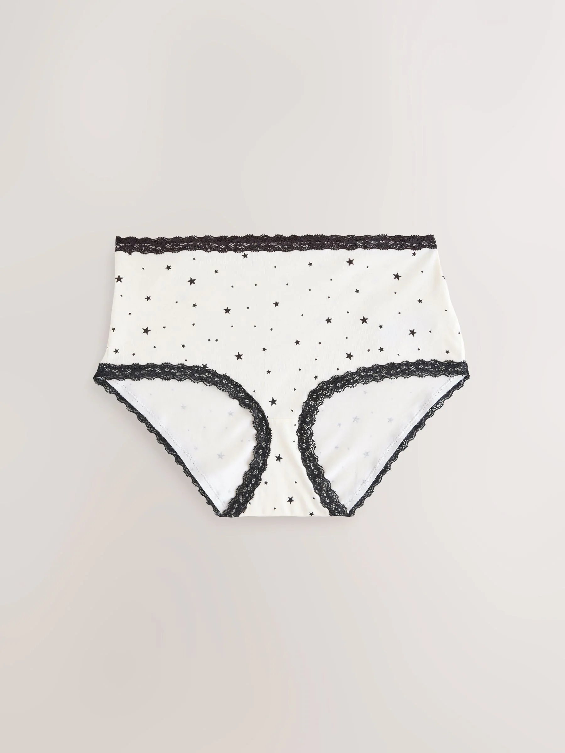 Black/Cream Midi Cotton Lace Knickers 4 Pack