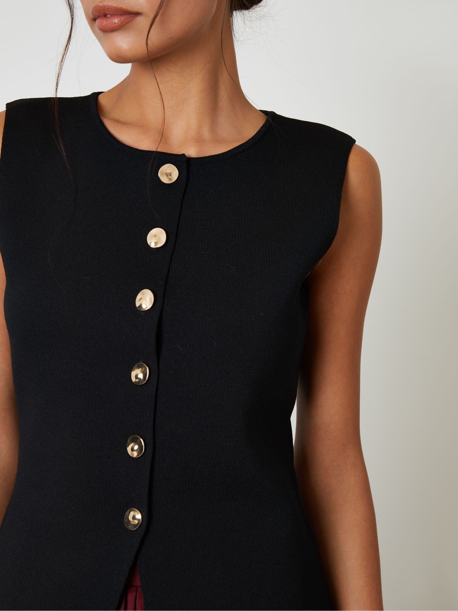 Threadbare Black Ribbed Knitted Waistcoat