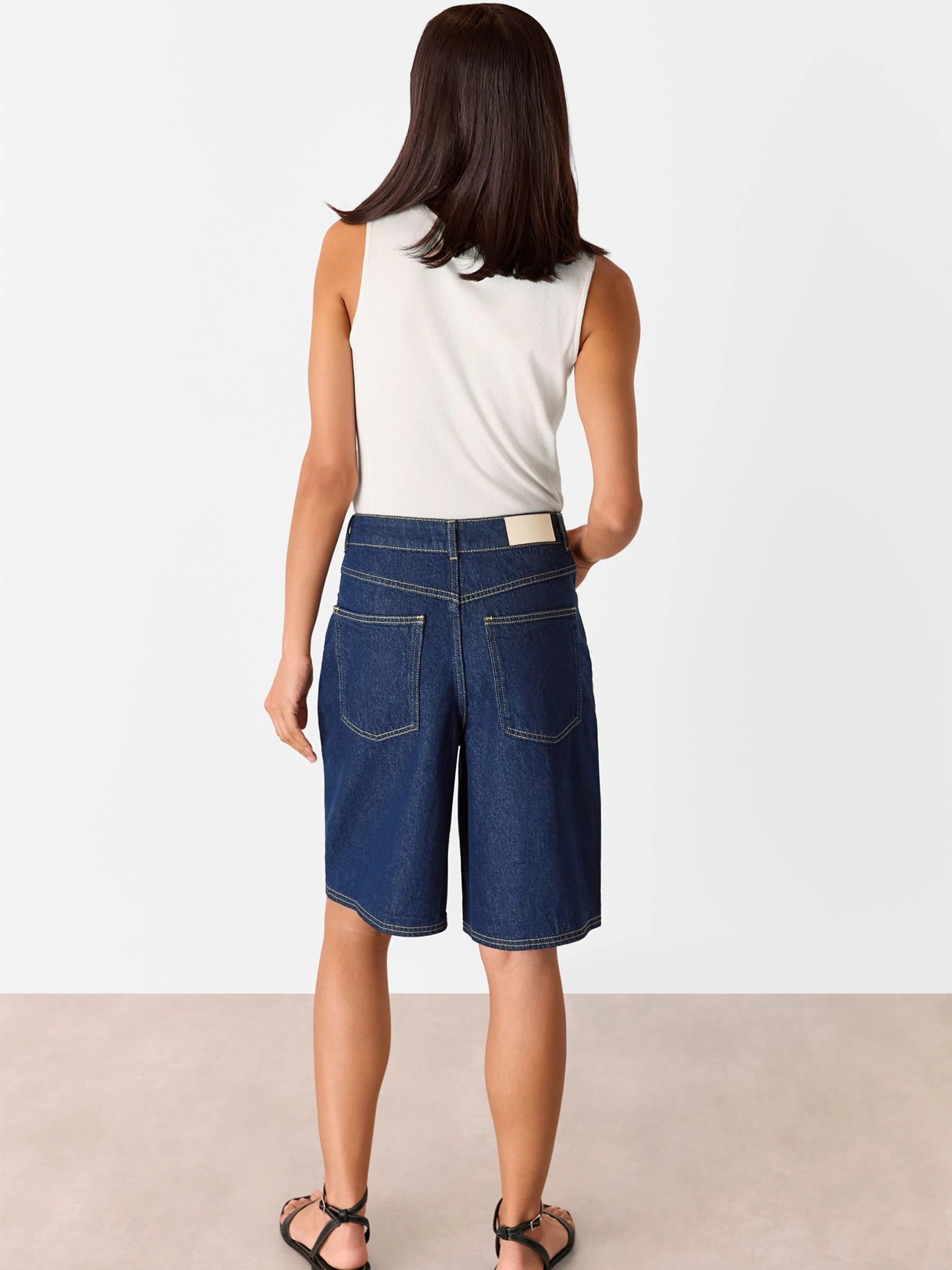 Whistles Dark Denim 100% Cotton Authentic Knee Length Shorts