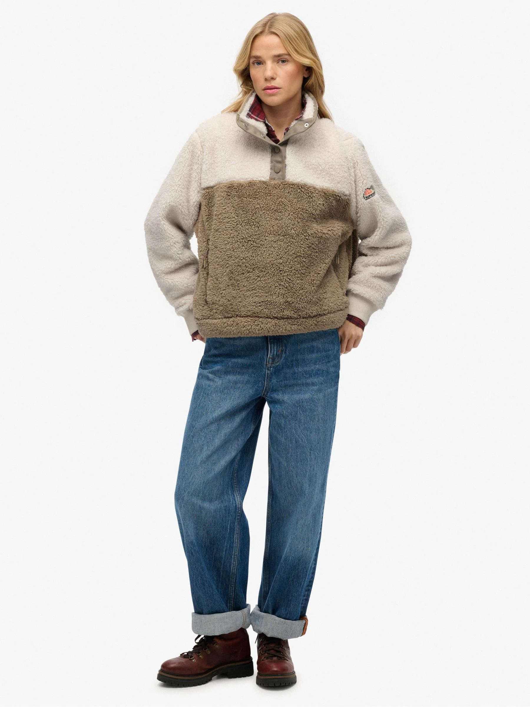 Superdry Nude Supersoft Mash Up Teddy Fleece