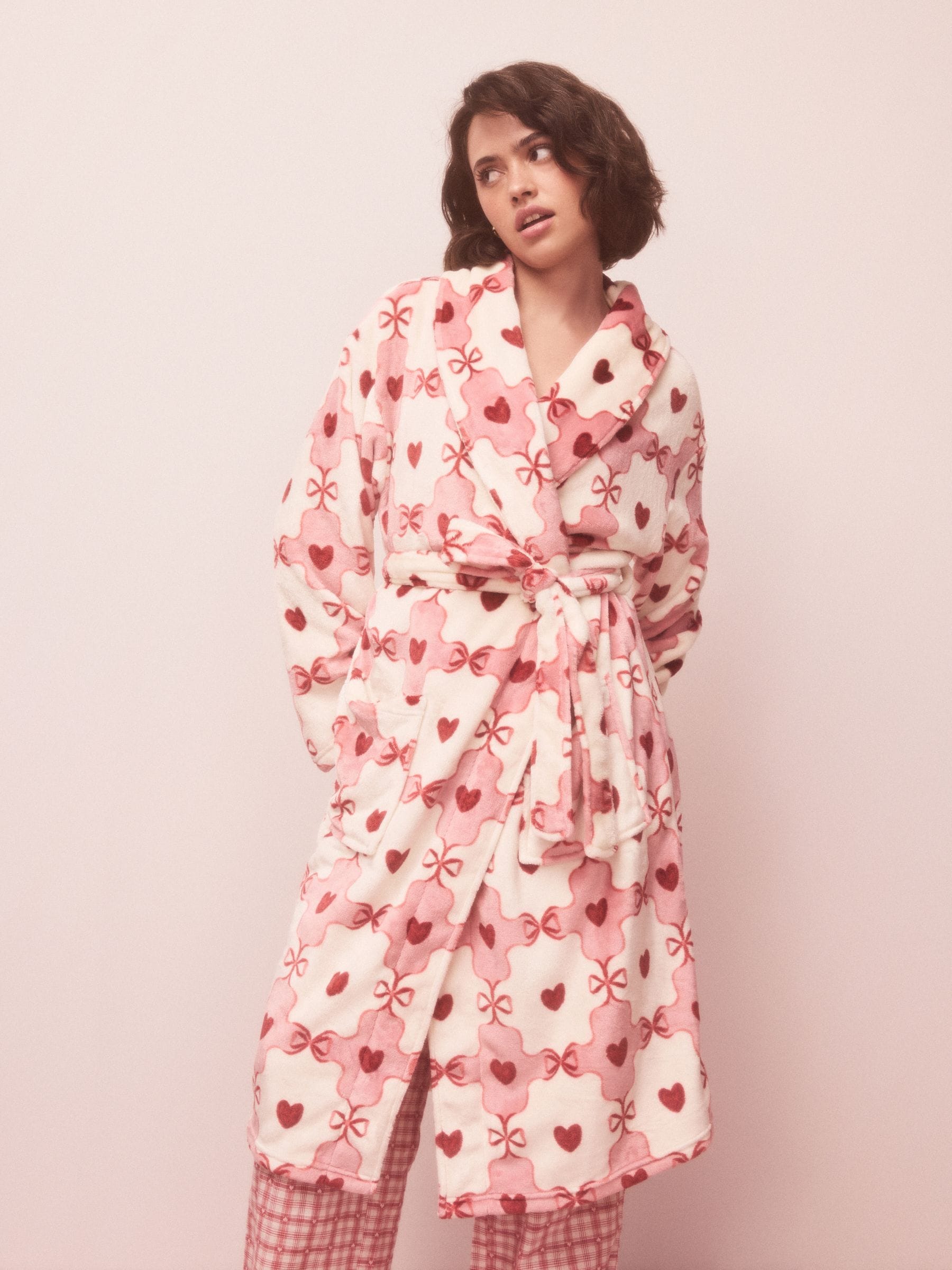 Pink/Red Heart Supersoft Dressing Gown