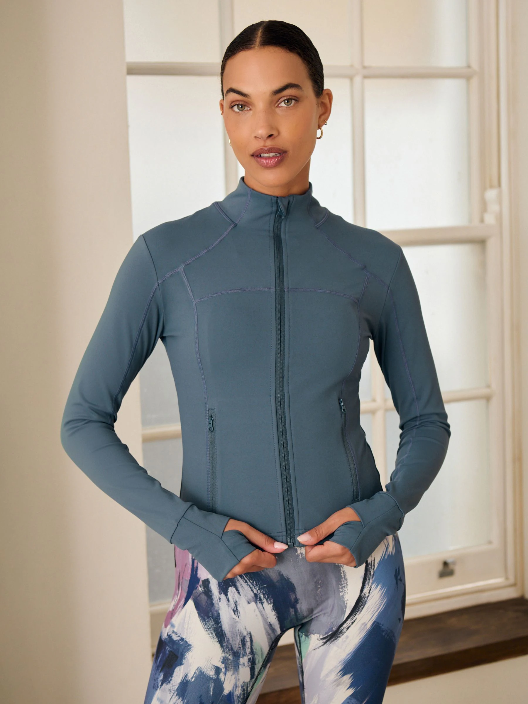 Slate Grey Active Sports Zip Through Yoga Jacket