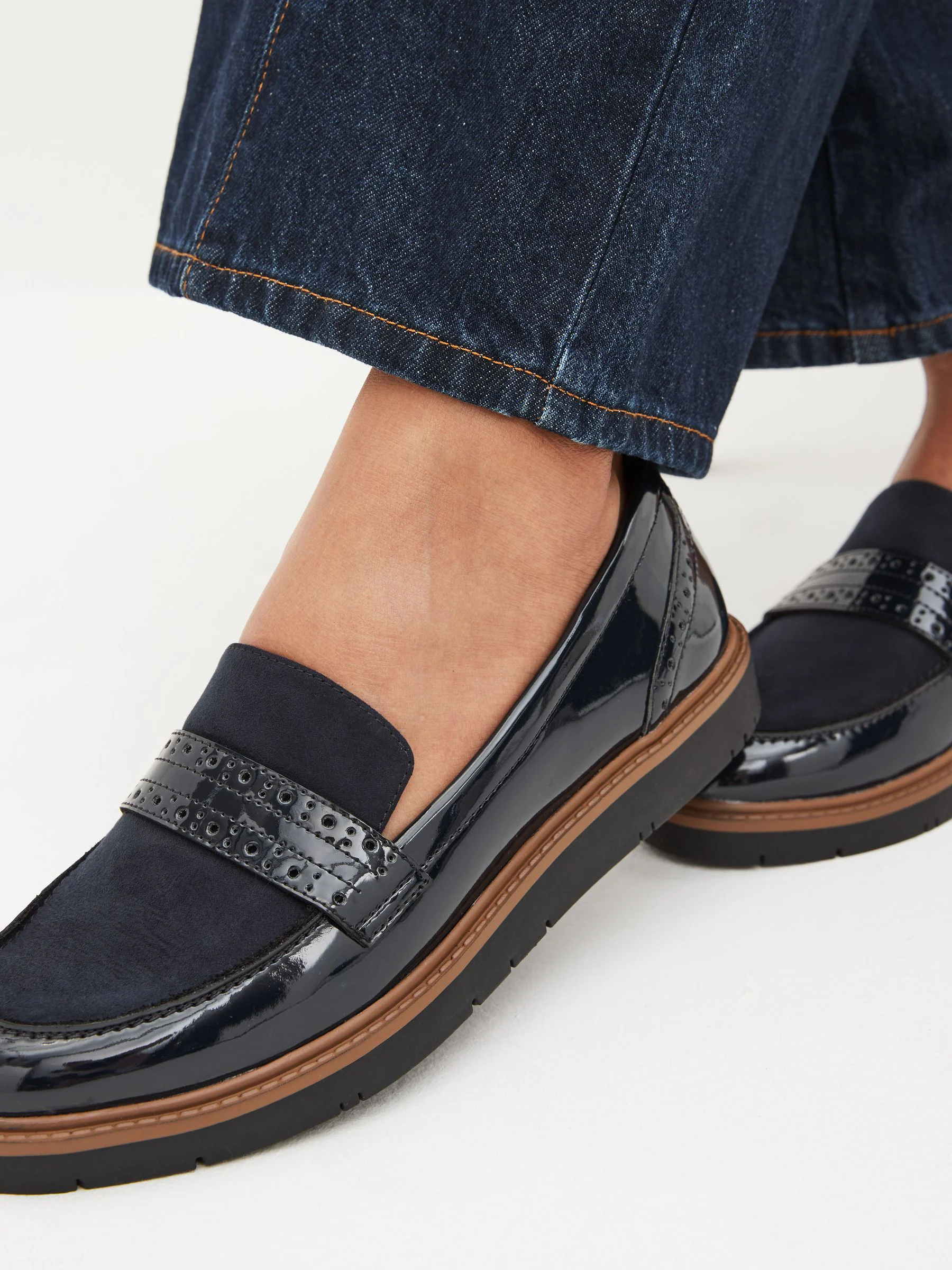 Navy Blue Forever Comfort® Brogue Loafers