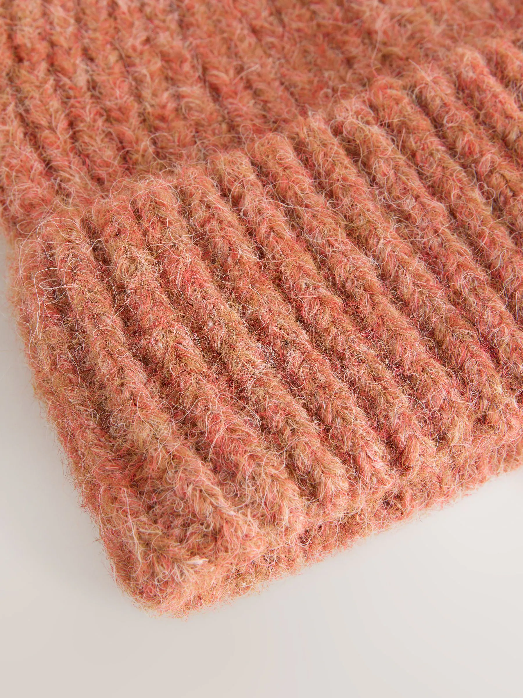 Rust Brown Ribbed Beanie Containing Wool Hat