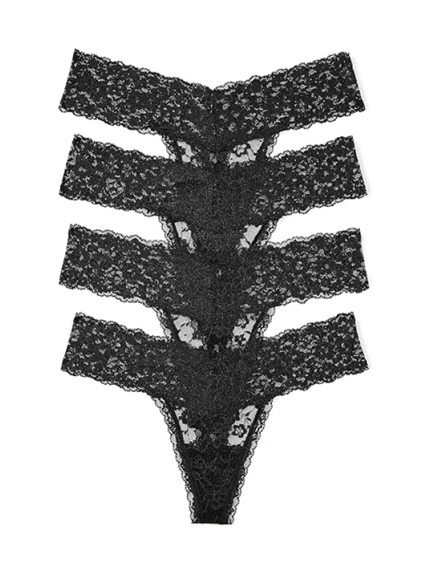 Victoria's Secret Black Thong 4 Pack Knickers