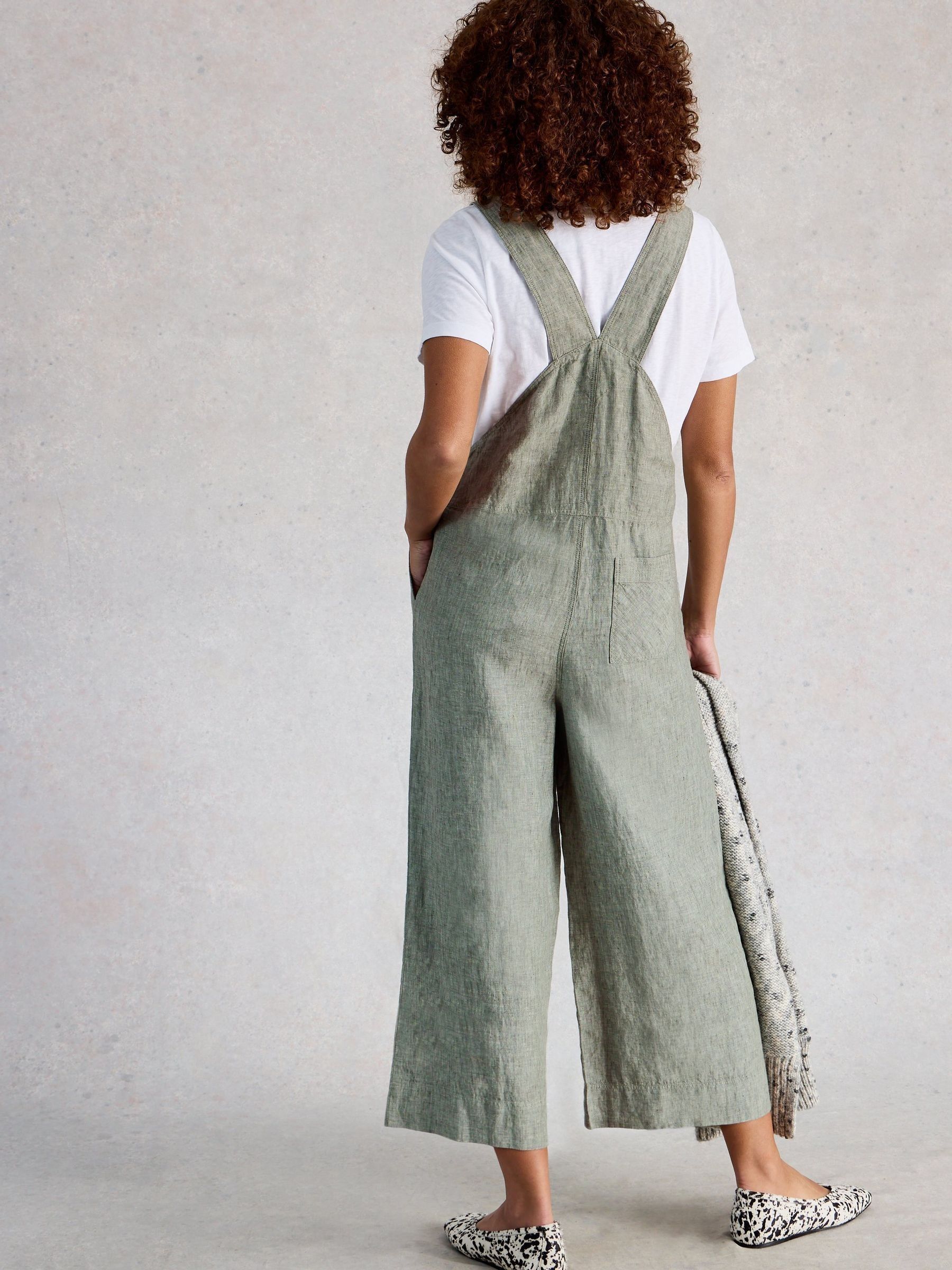 White Stuff Green Viola Linen Dungaree