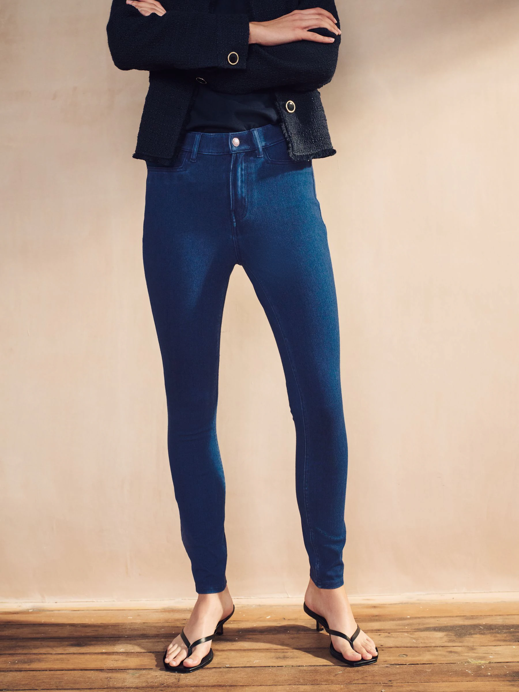 Dark Blue Jersey Denim Leggings