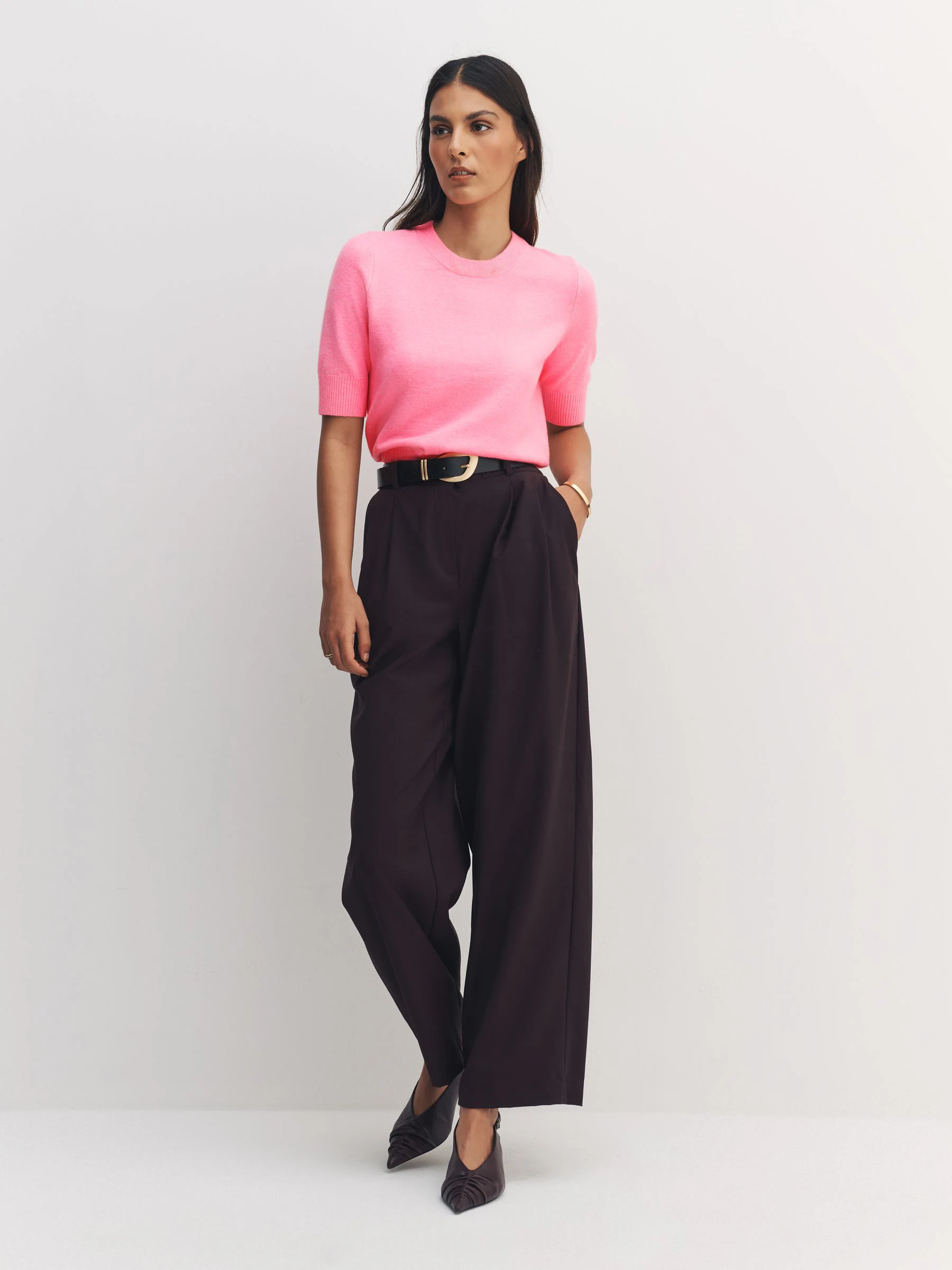 Fluro Pink Supersoft Short Sleeve Knitted Top