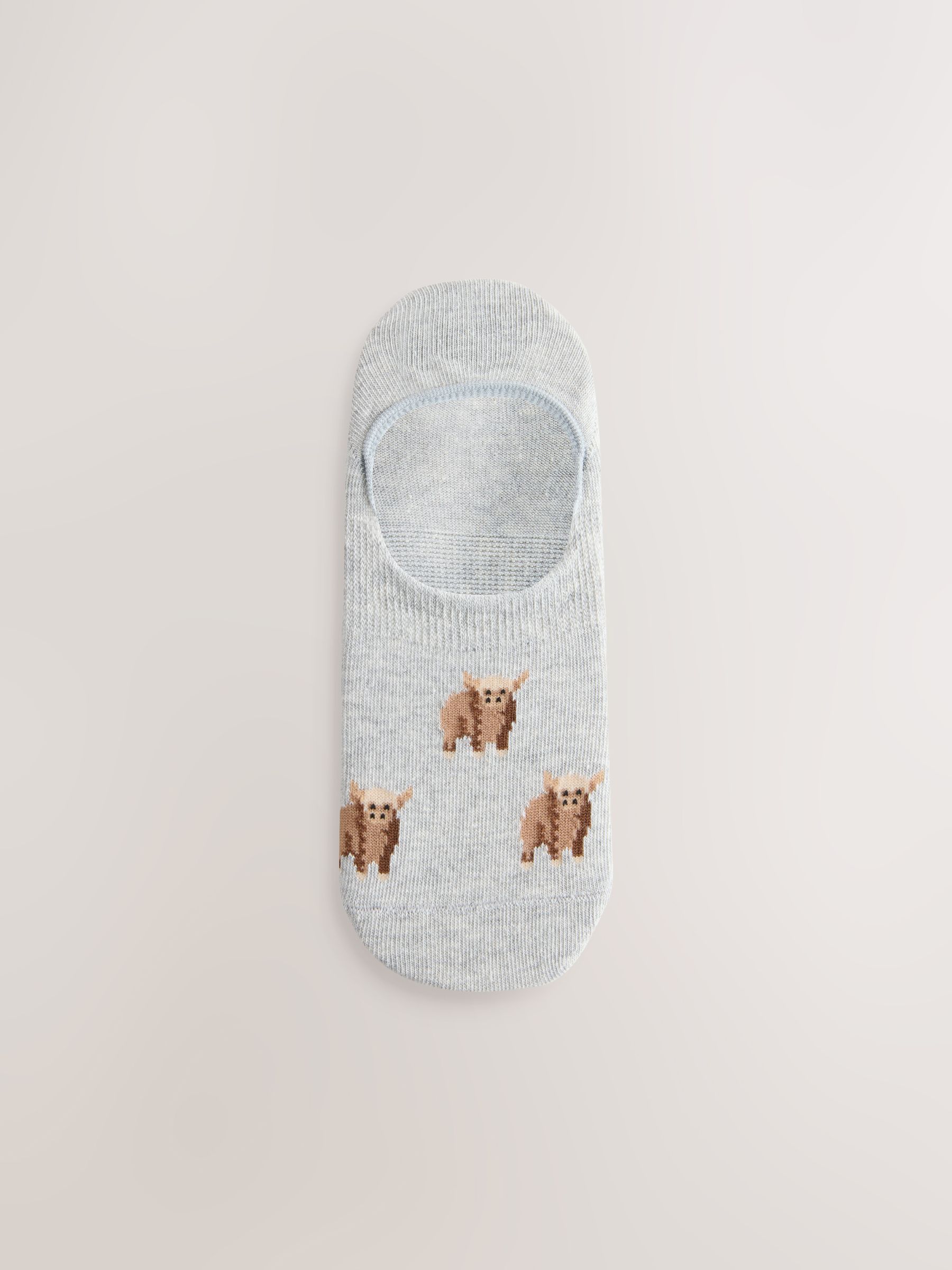 Black/White Hamish The Highland Cow Stripe Invisible Trainer Socks 4 Pack