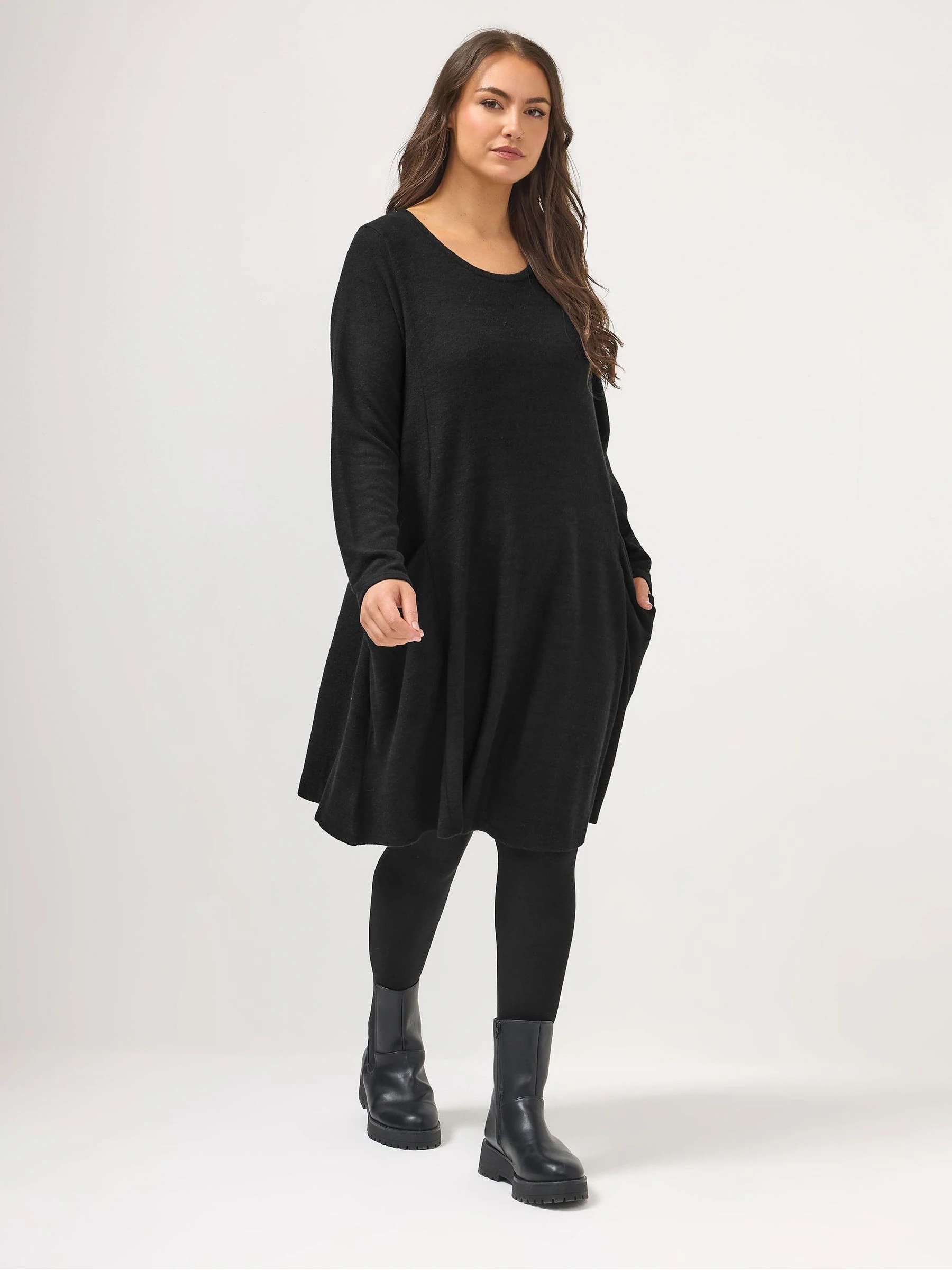 Yours Curve Black Soft Touch Pocket Dress