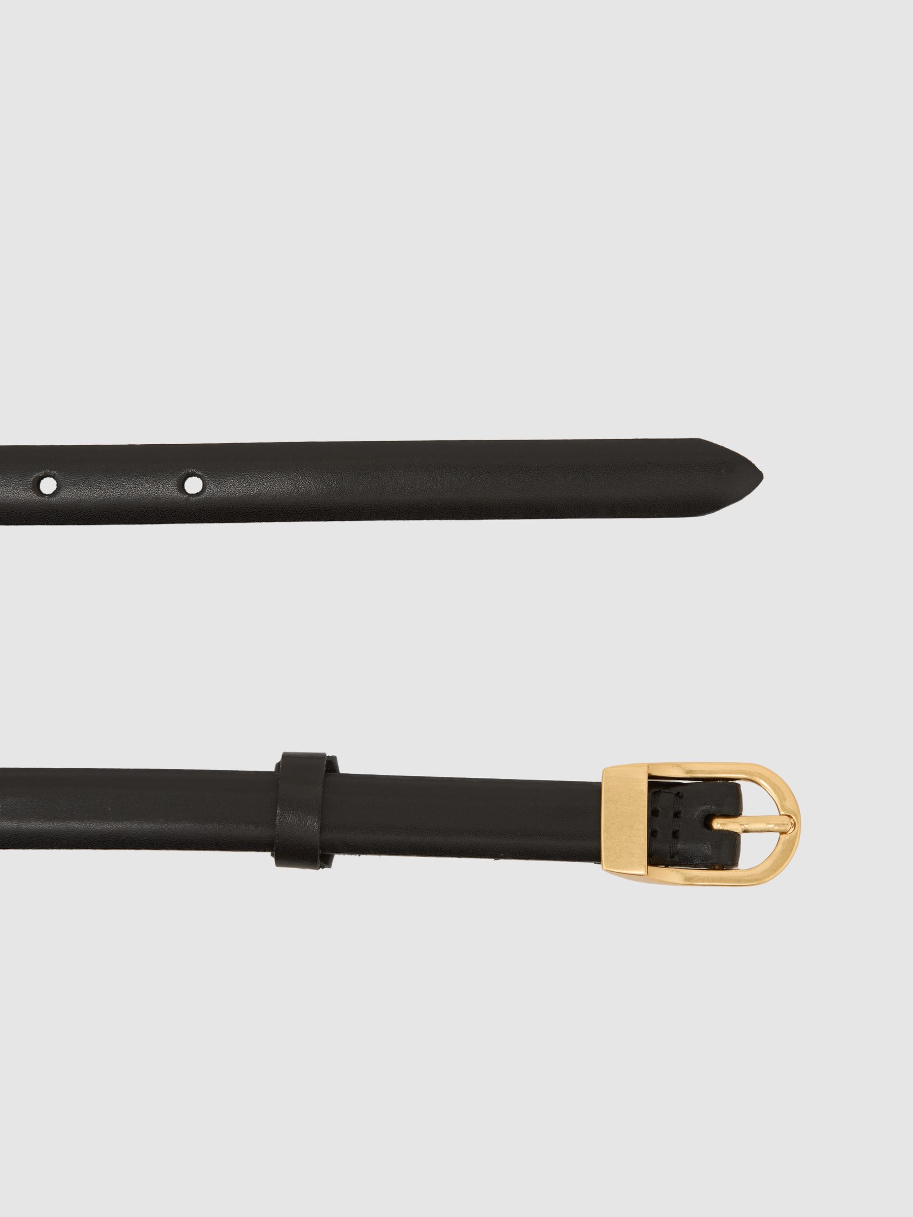 Reiss Black Mila Leather Mini-Buckle Belt