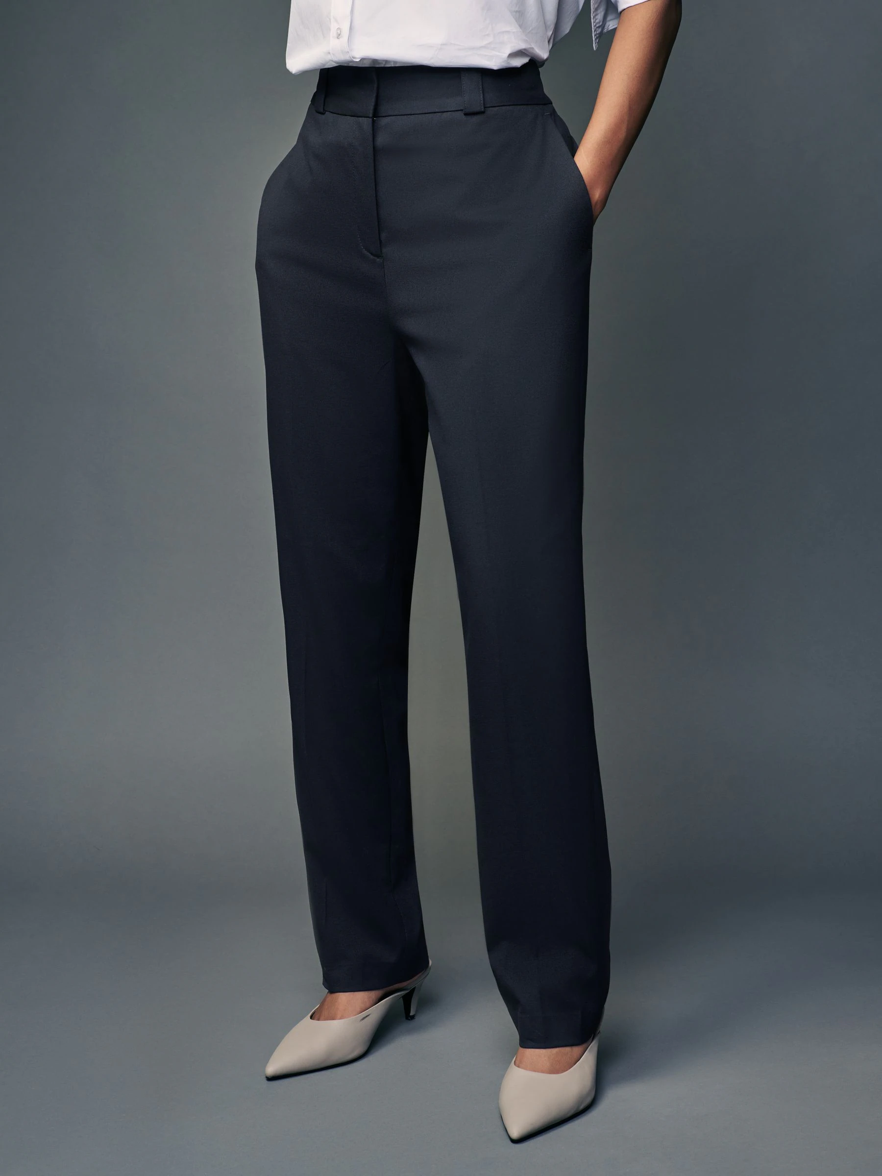 Navy Blue Heavy Duty Tailored Slim Fit Trousers