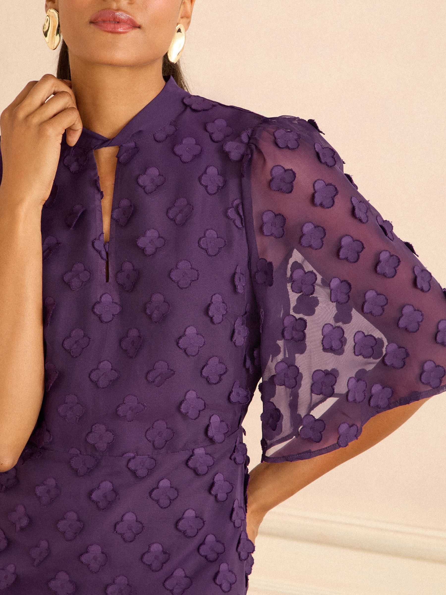 Love & Roses Purple 3D Floral Angel Sleeve Mini Dress