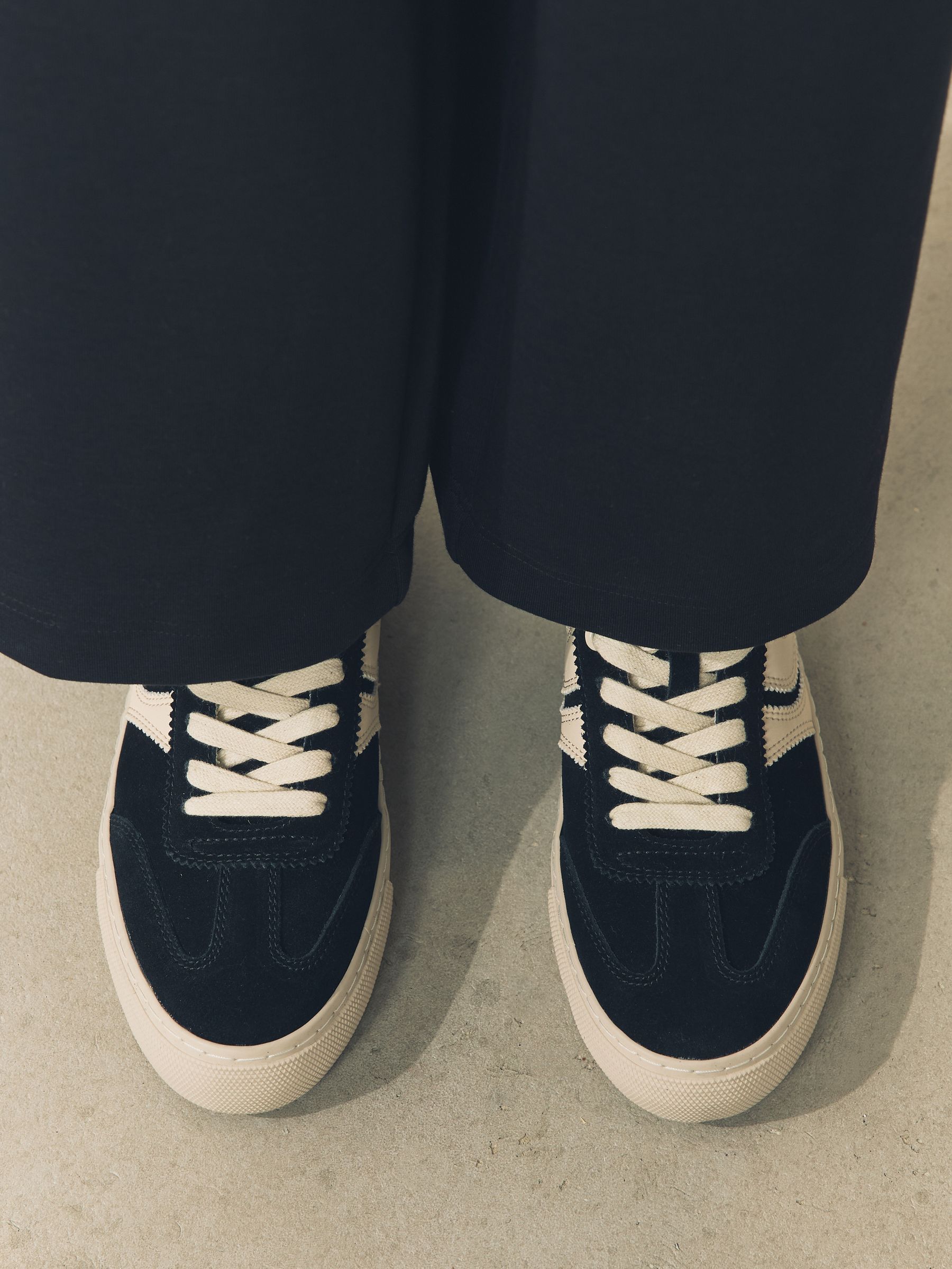Black Forever Comfort® Suede Side Stripe Skater Lace Up Trainers