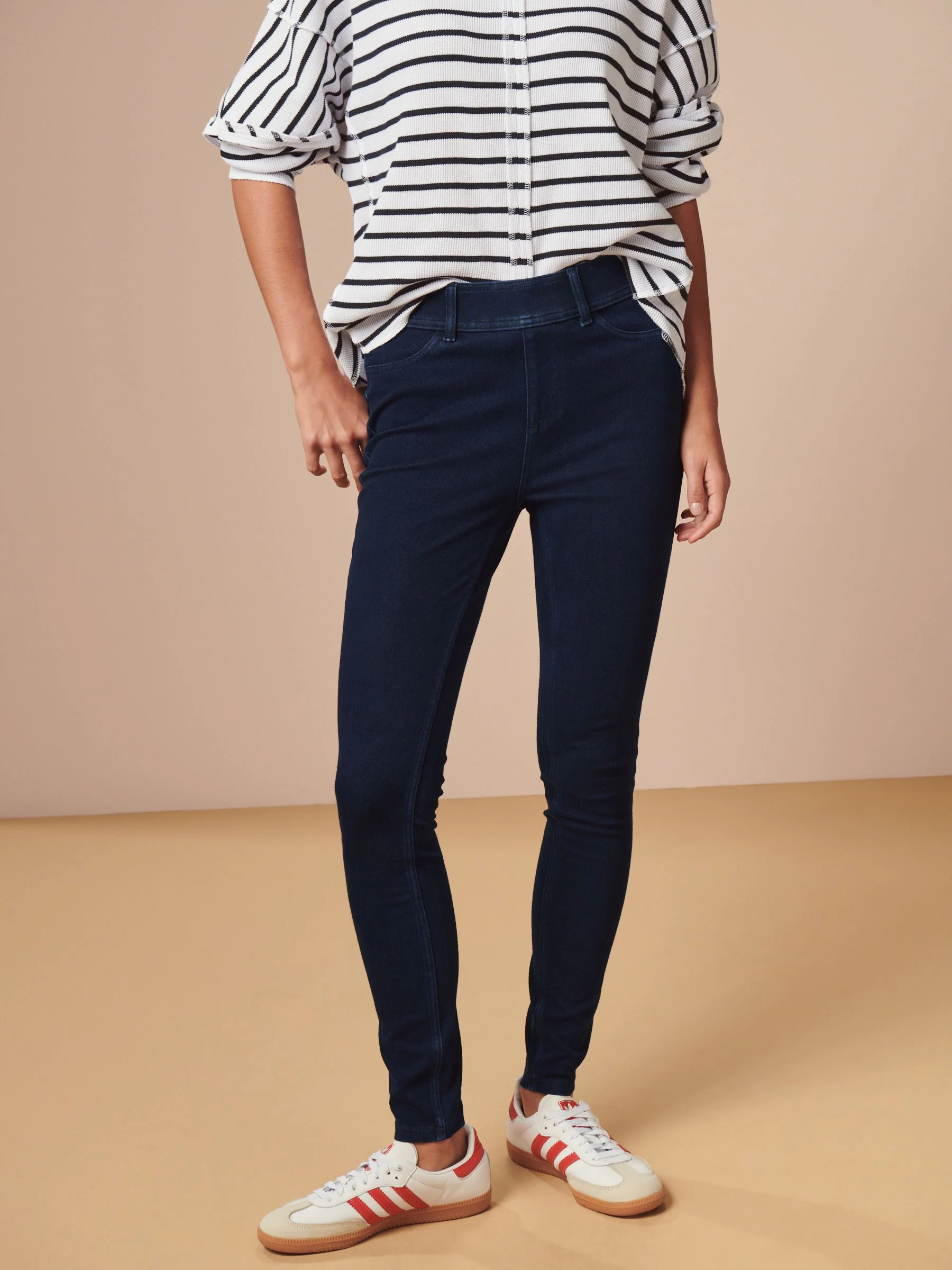 Rinse Blue Full Length Jersey Denim Leggings