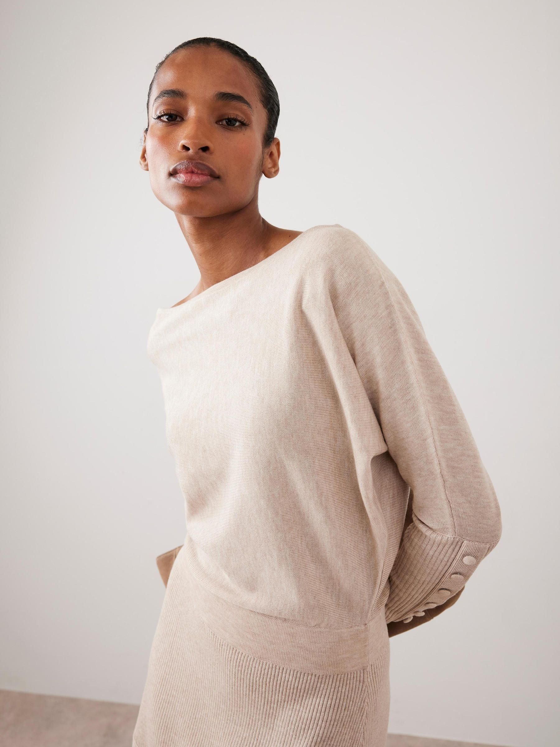 Mint Velvet Natural Batwing Asymmetric Midi Dress