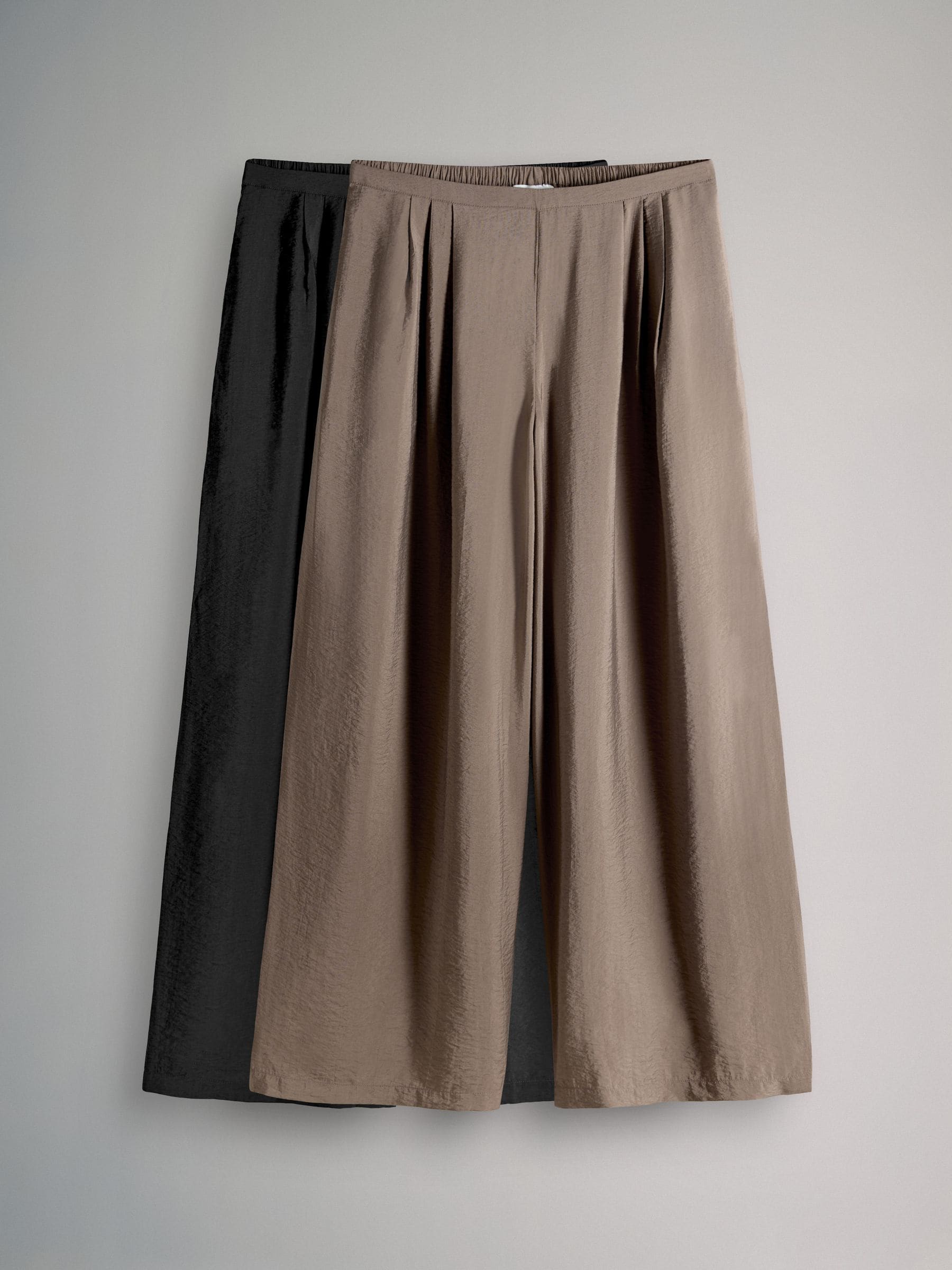 The Set 2 Pack Palazzo Wide Leg Trousers Black/Brown