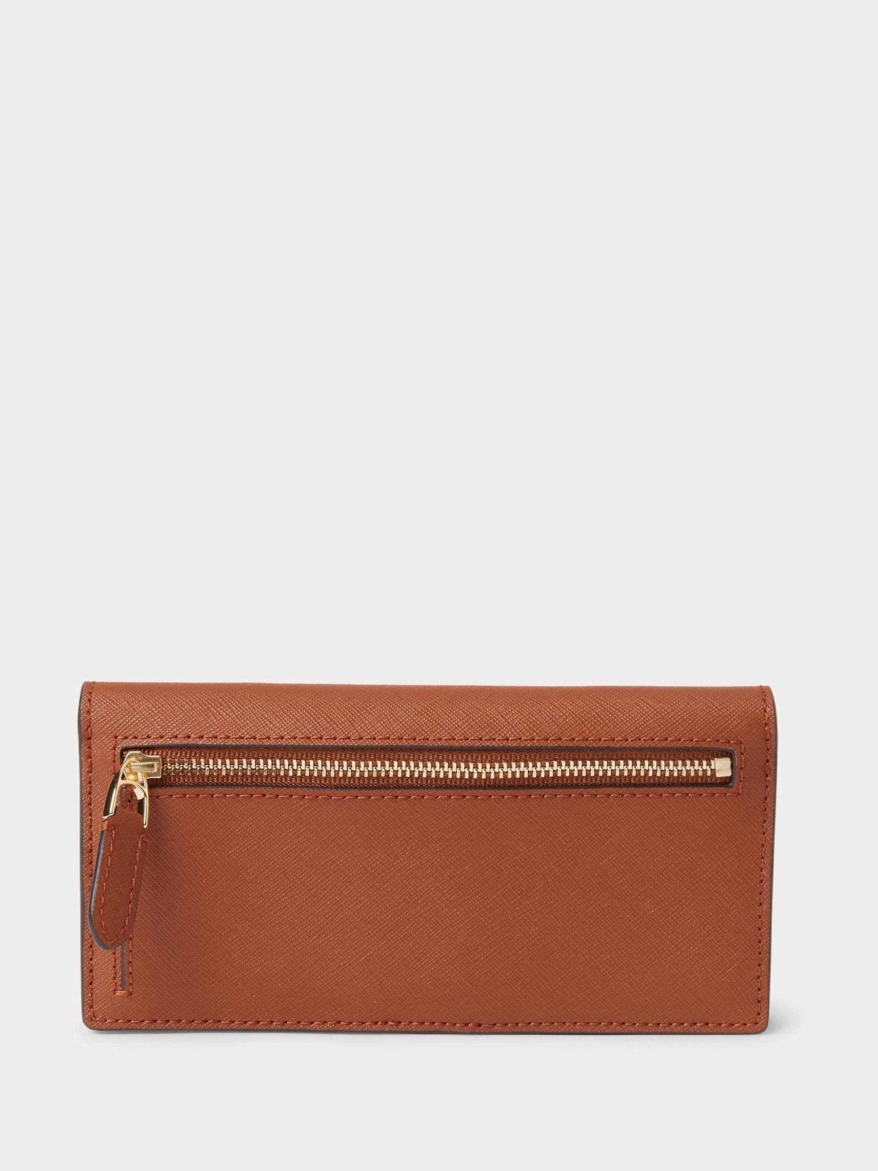 Lauren Ralph Lauren Lauren Tan Crosshatch Leather Slim Wallet