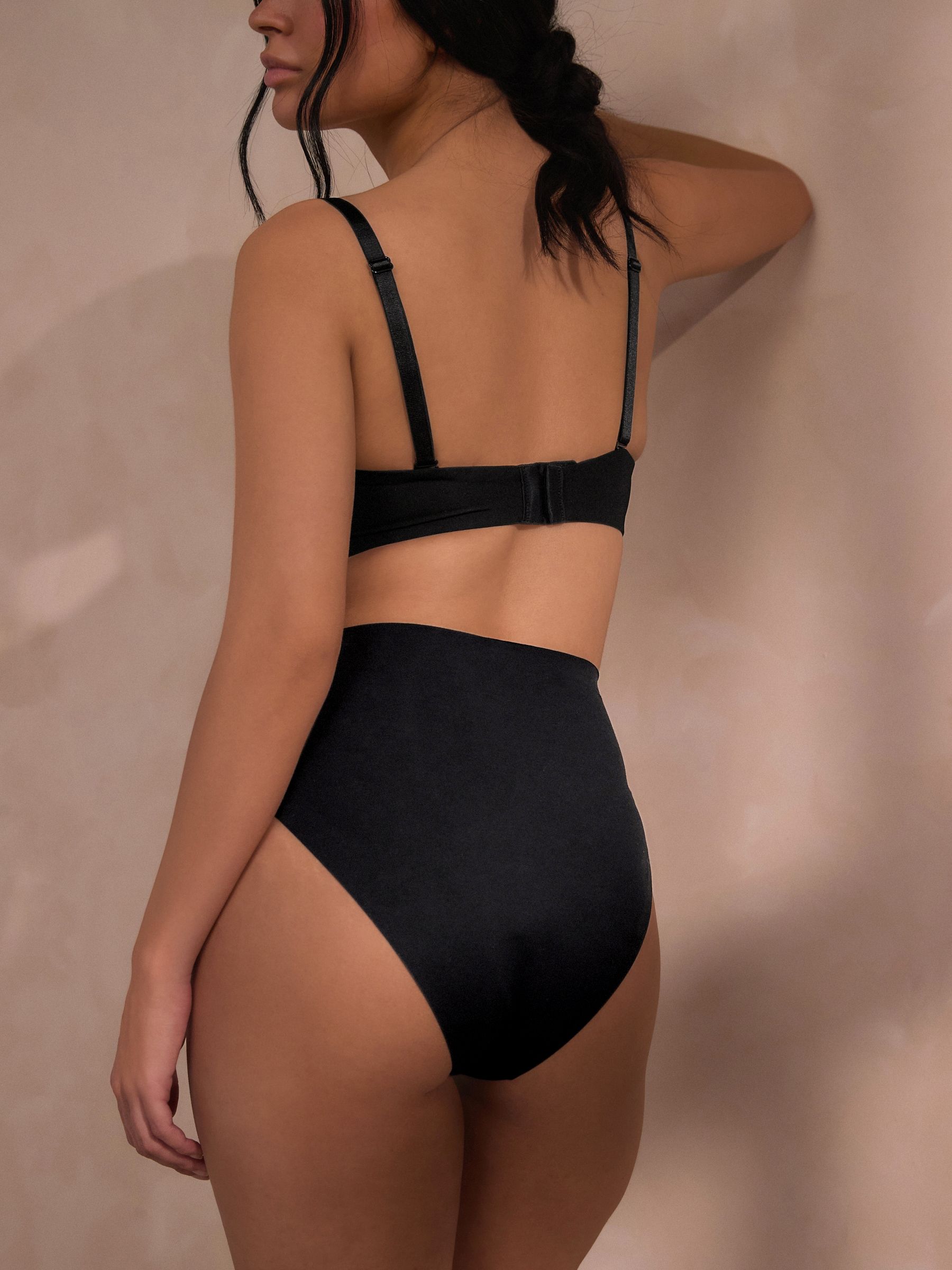 Black High Waist Brief Shaping Tummy Control Premium Cotton Blend Knickers