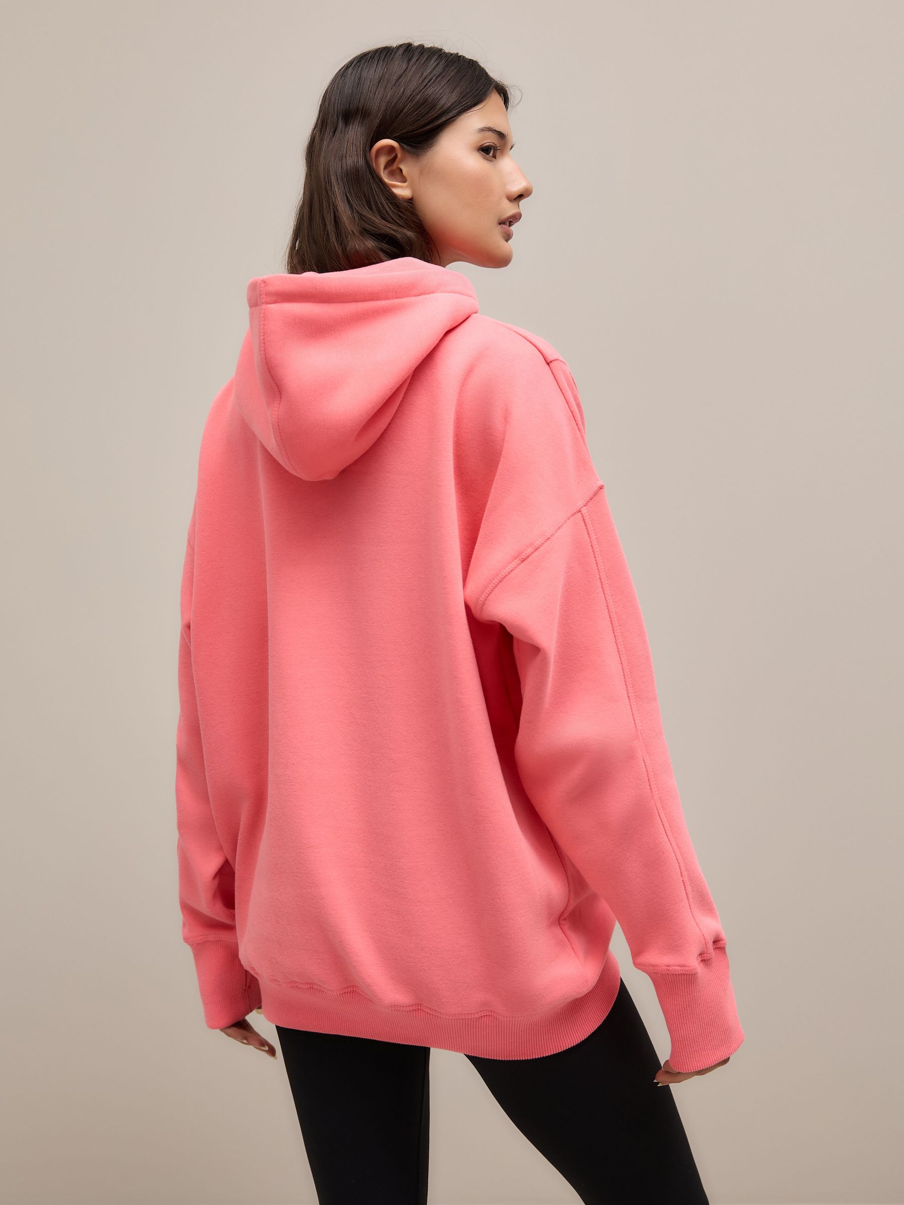 Bright Pink Relaxed Fit Longline Hoodie