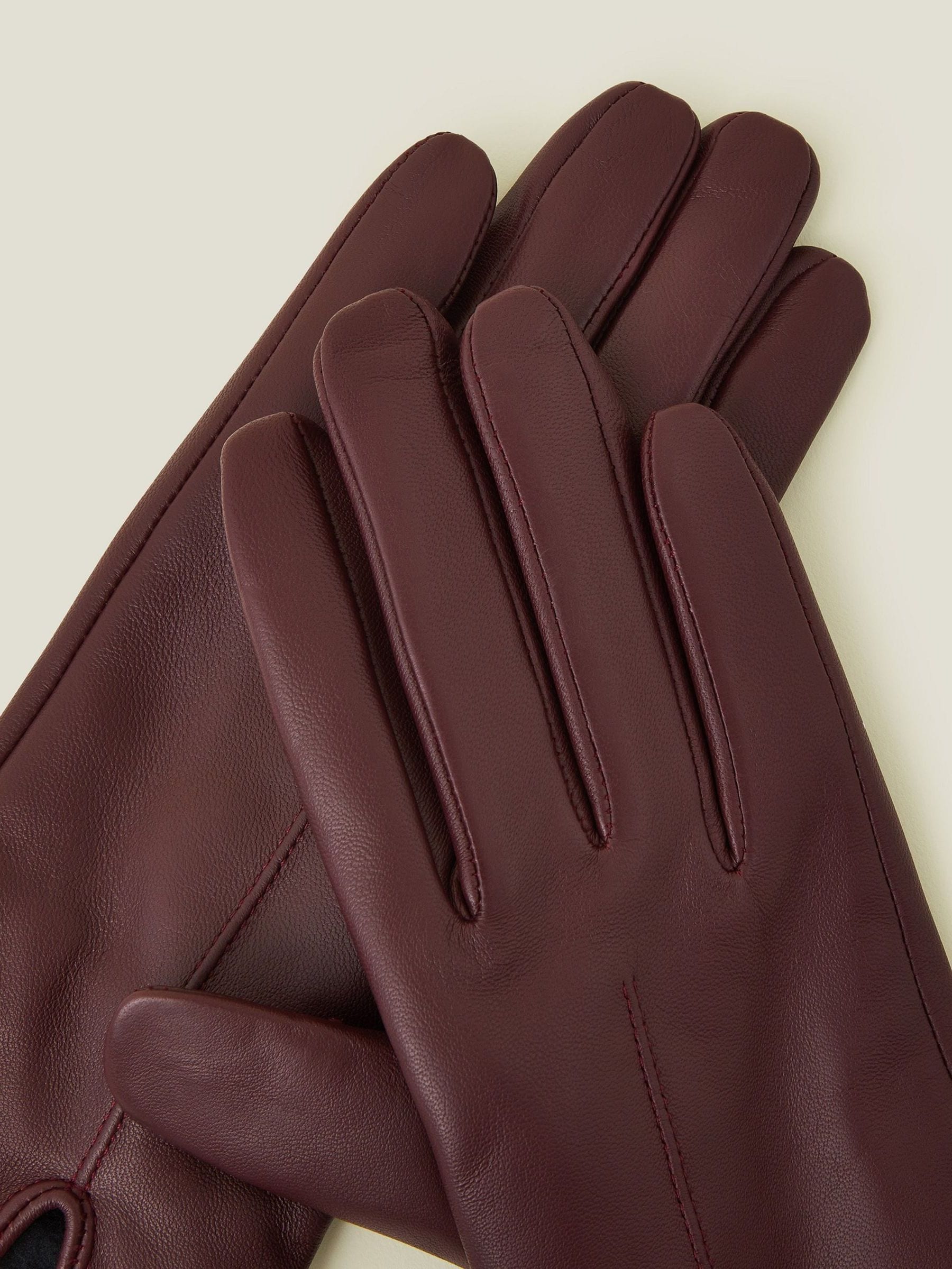 Accessorize Red Fleece Lined Touchscreen Leather Gloves