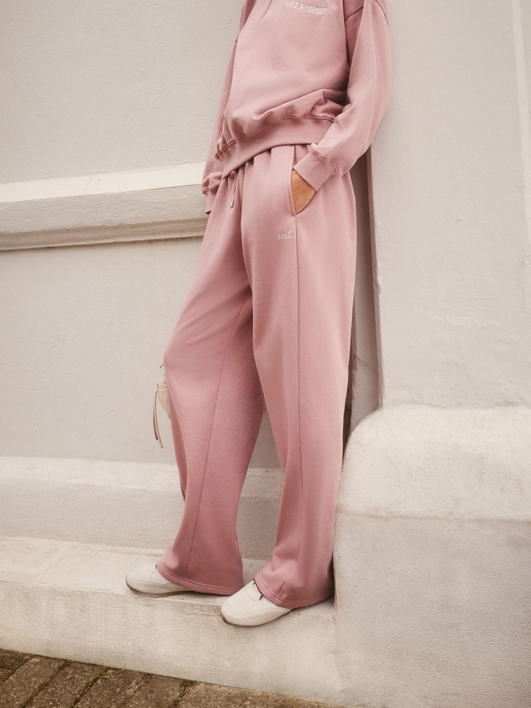 self. Pink Wide Leg Joggers