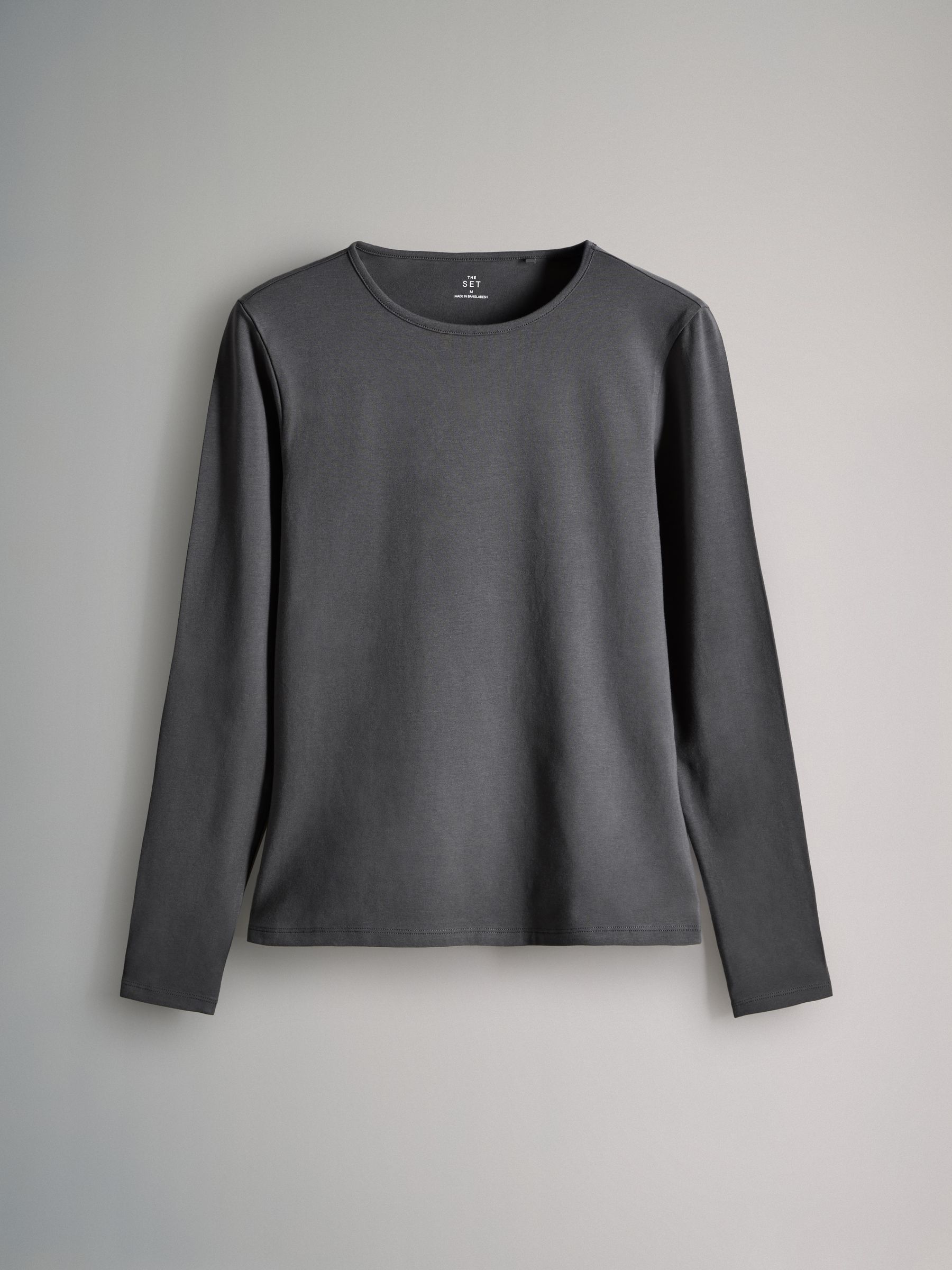 The Set 7 Pack Long Sleeve Crew Neck T-Shirts Stripe/Black/Grey/White