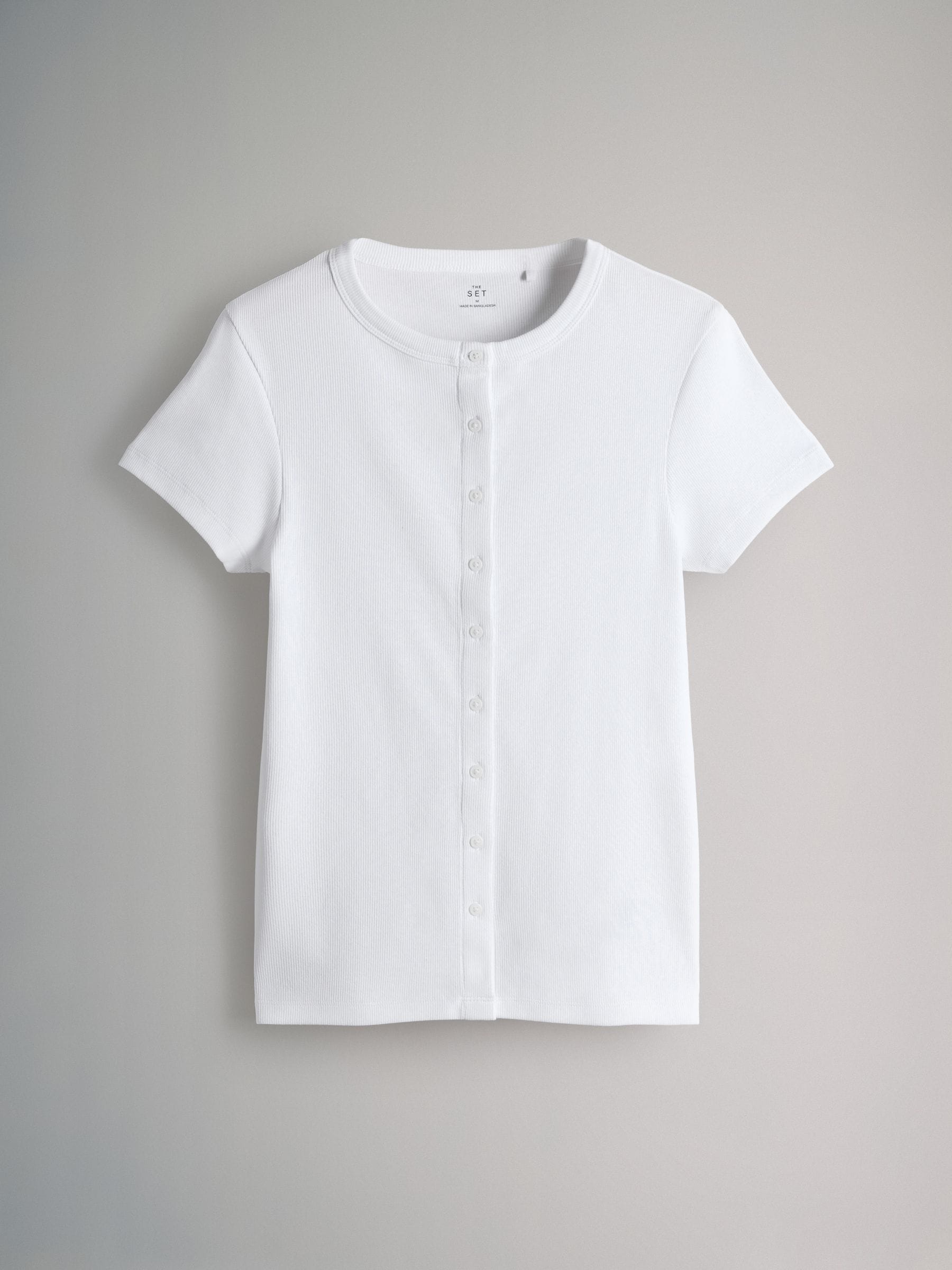 The Set 3 Pack Short Sleeve Button Through Rib T-Shirts Black/Chocolate Brown/White