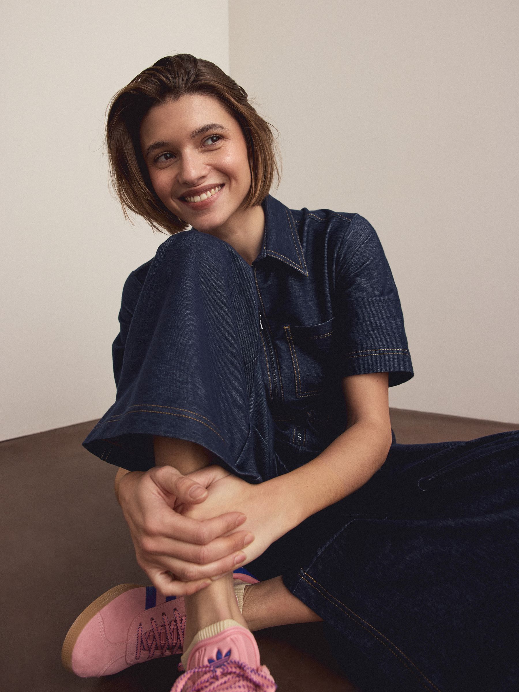 Indigo Blue Denim Jersey Jumpsuit