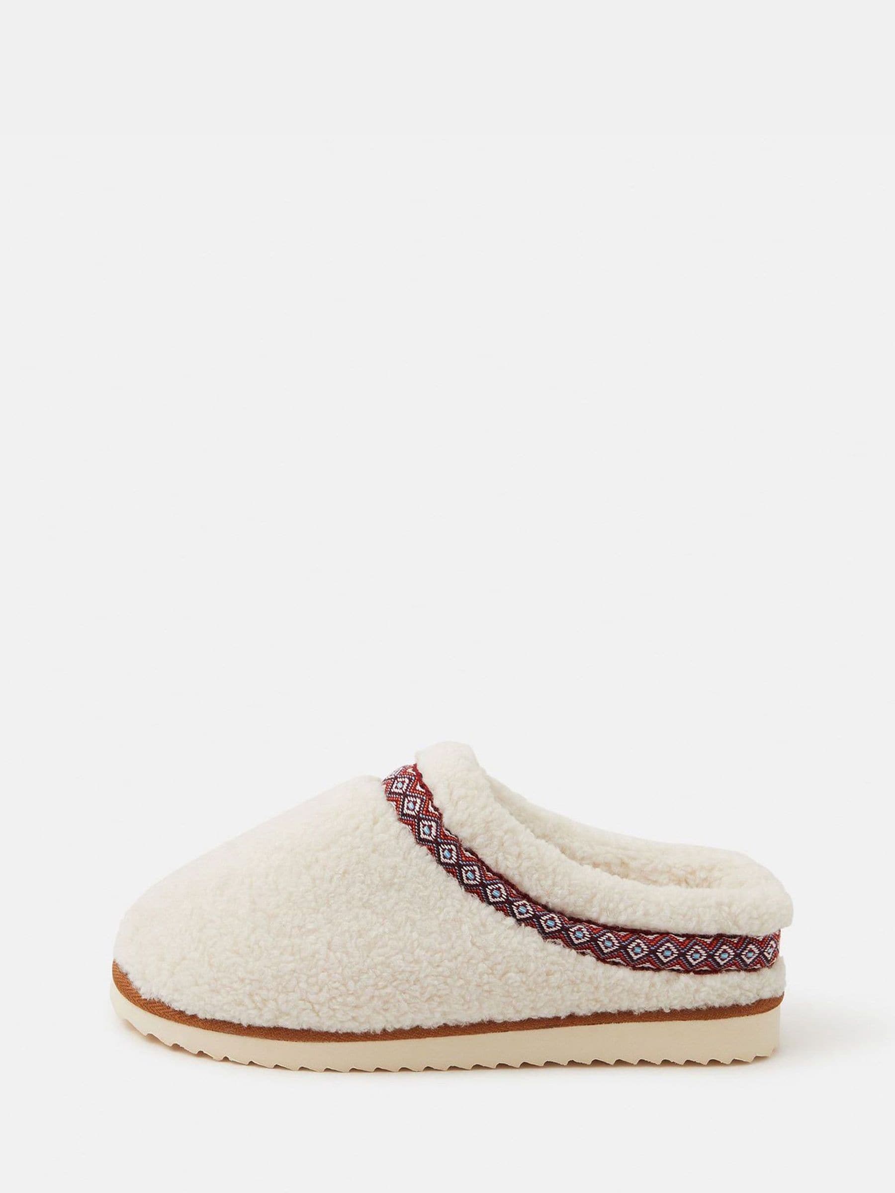 Accessorize Cream Borg Mule Slippers