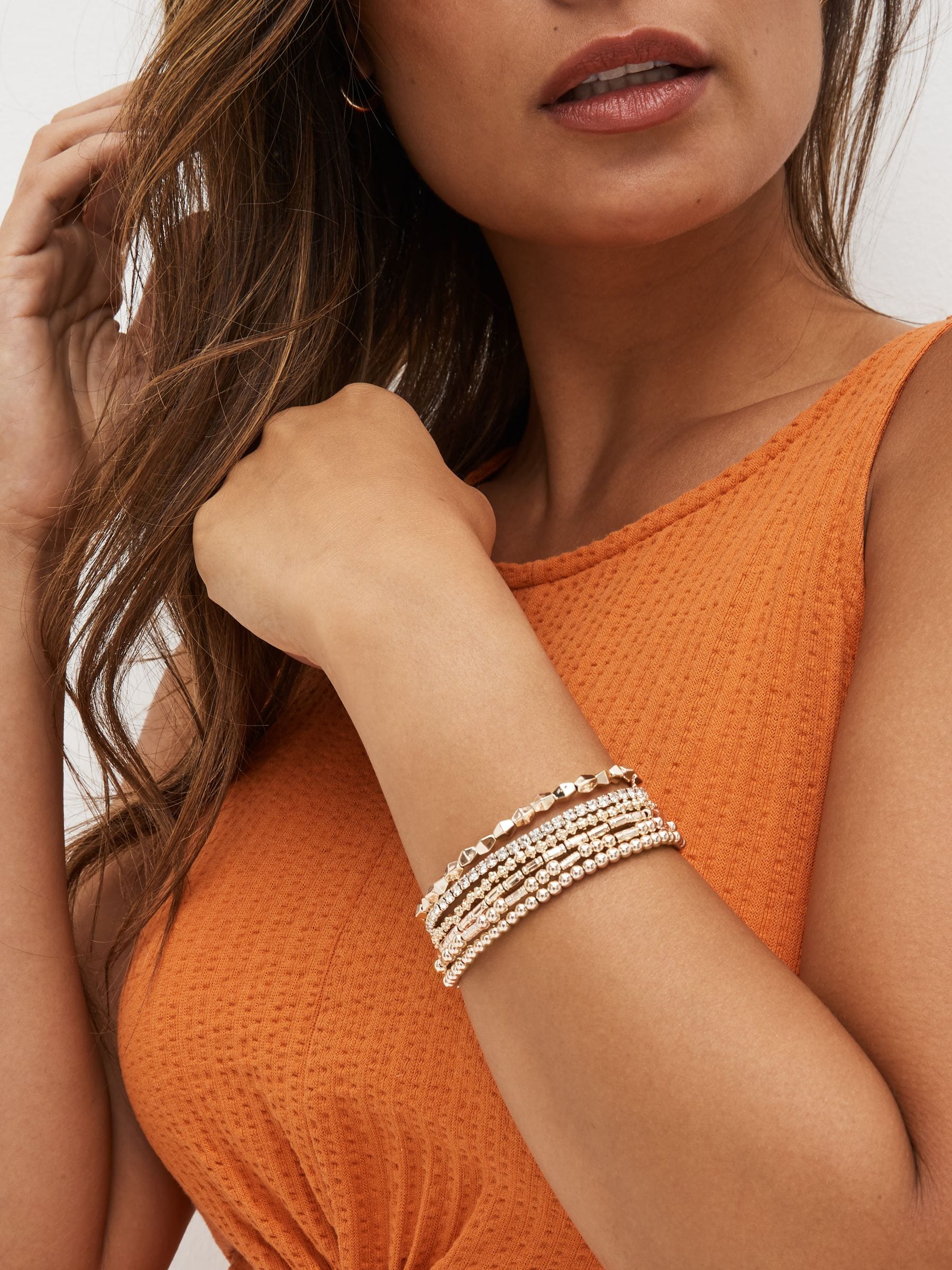 Rose Gold Tone Sparkle Stretch Bracelets Pack