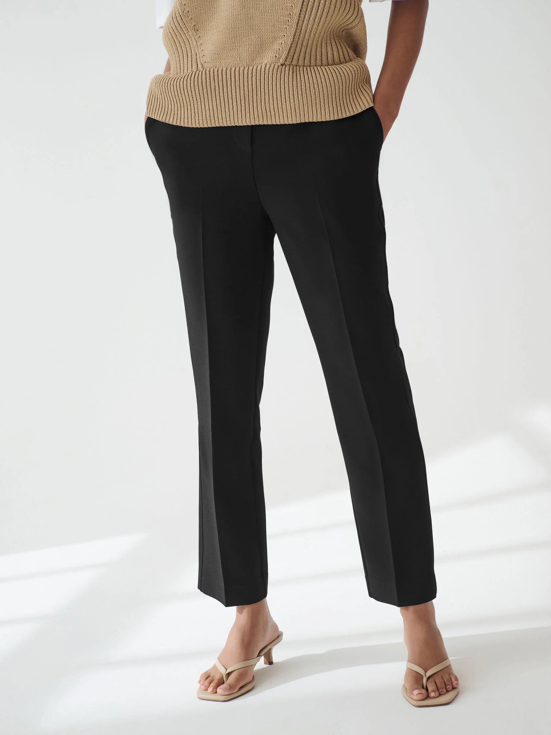 Black Tailored Elasticated Back Straight Leg Trousers