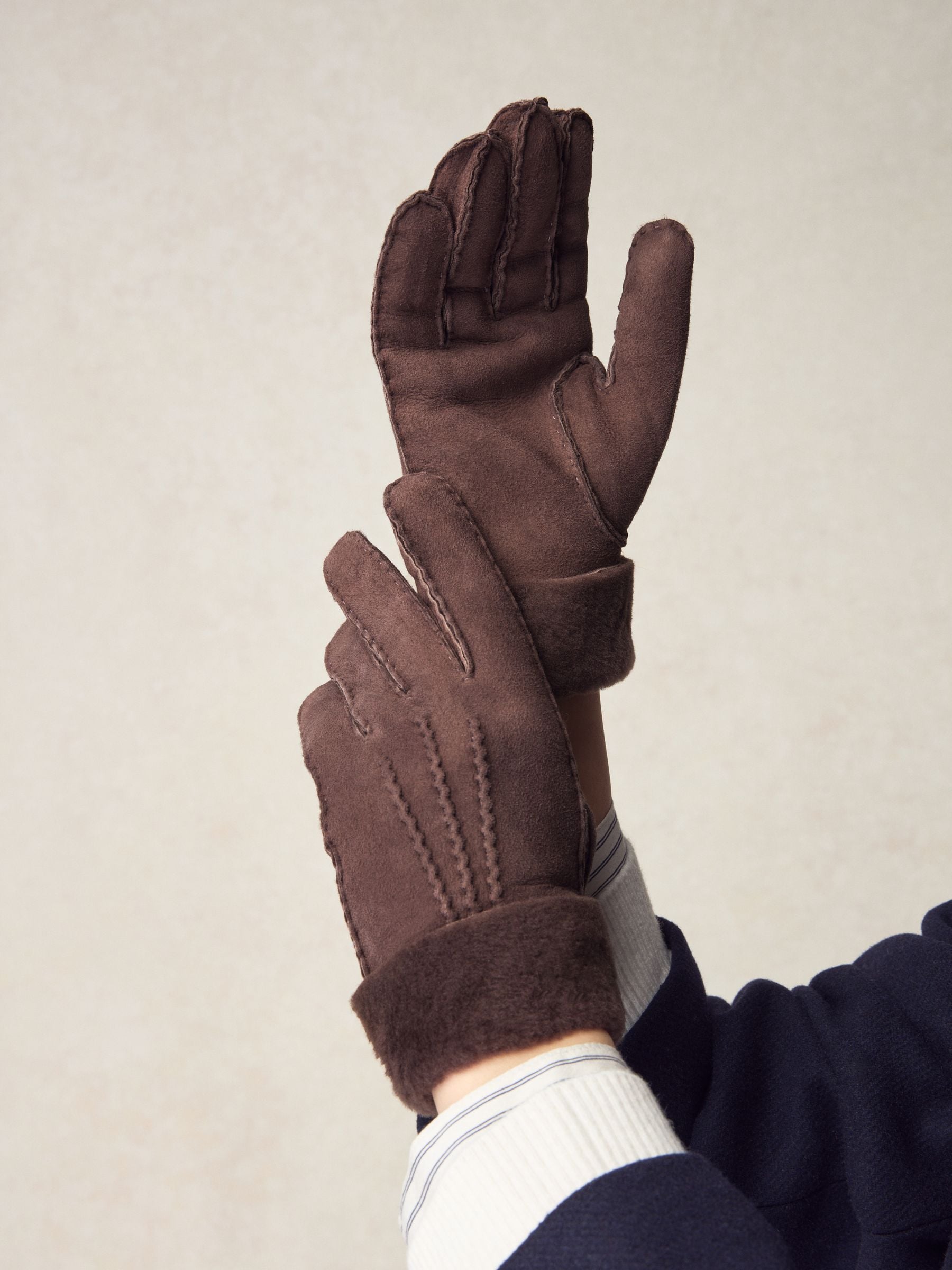 Chocolate Brown N. Premium Leather Sheepskin Gloves