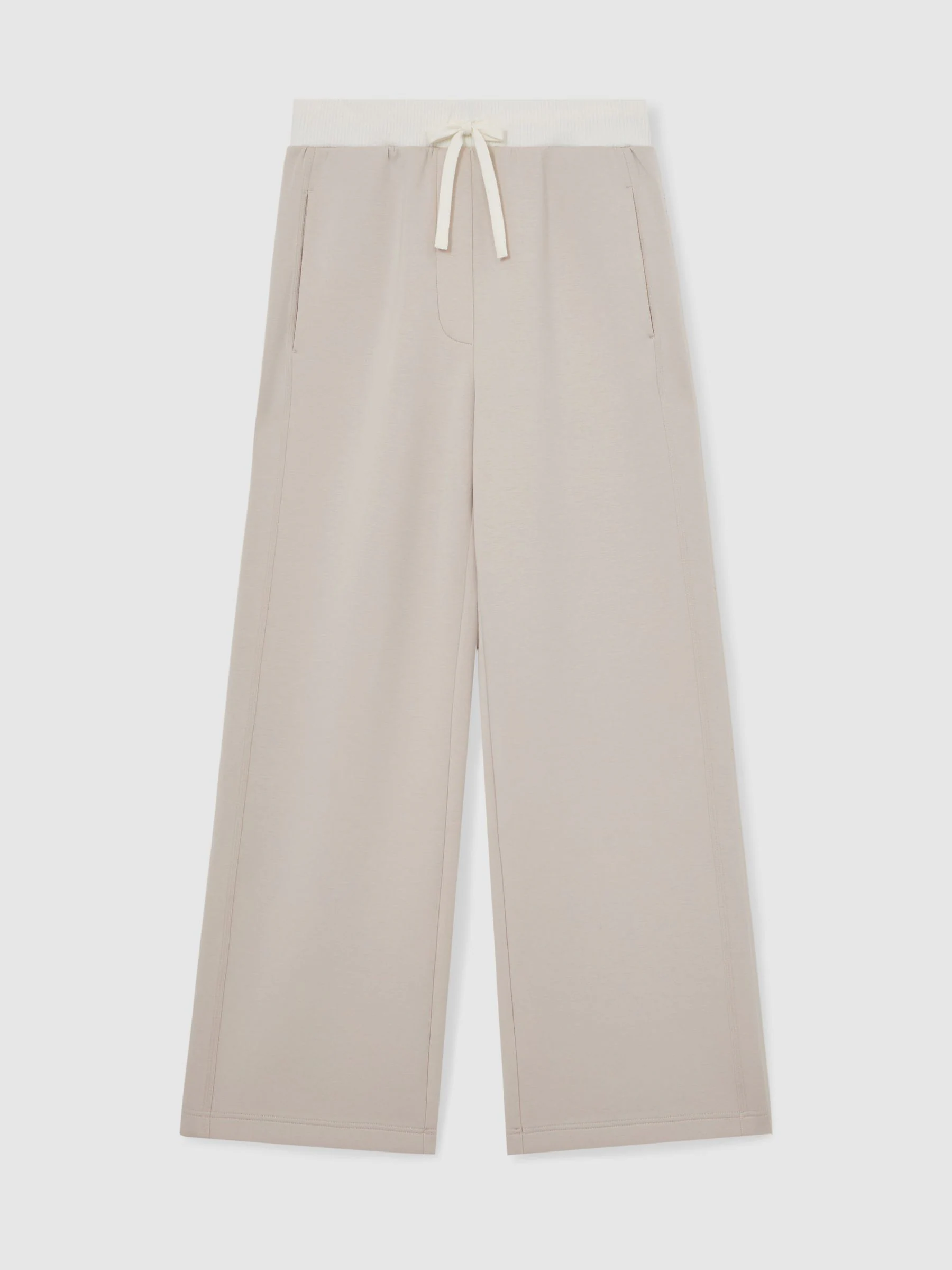 Reiss Stone Laney Premium Interlock Wide-Leg Joggers