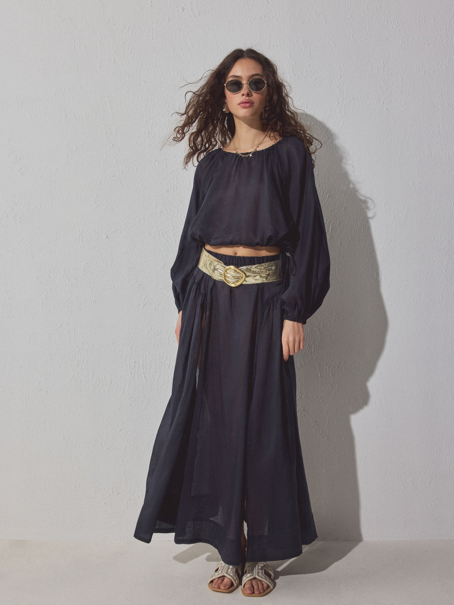 Gold Wide Leather Belt