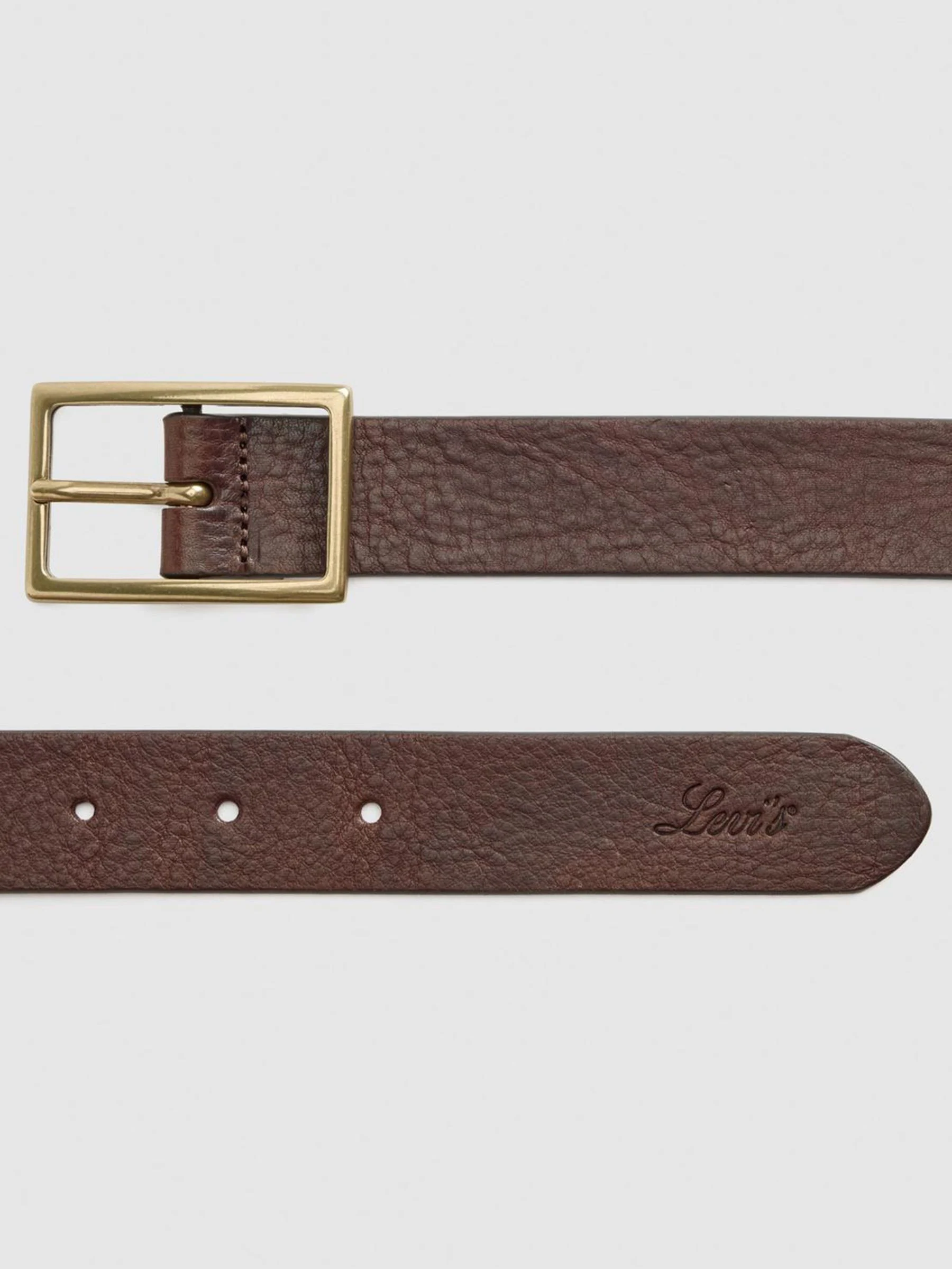 Levi's® Brown Logo Rectangle Buckle Belt