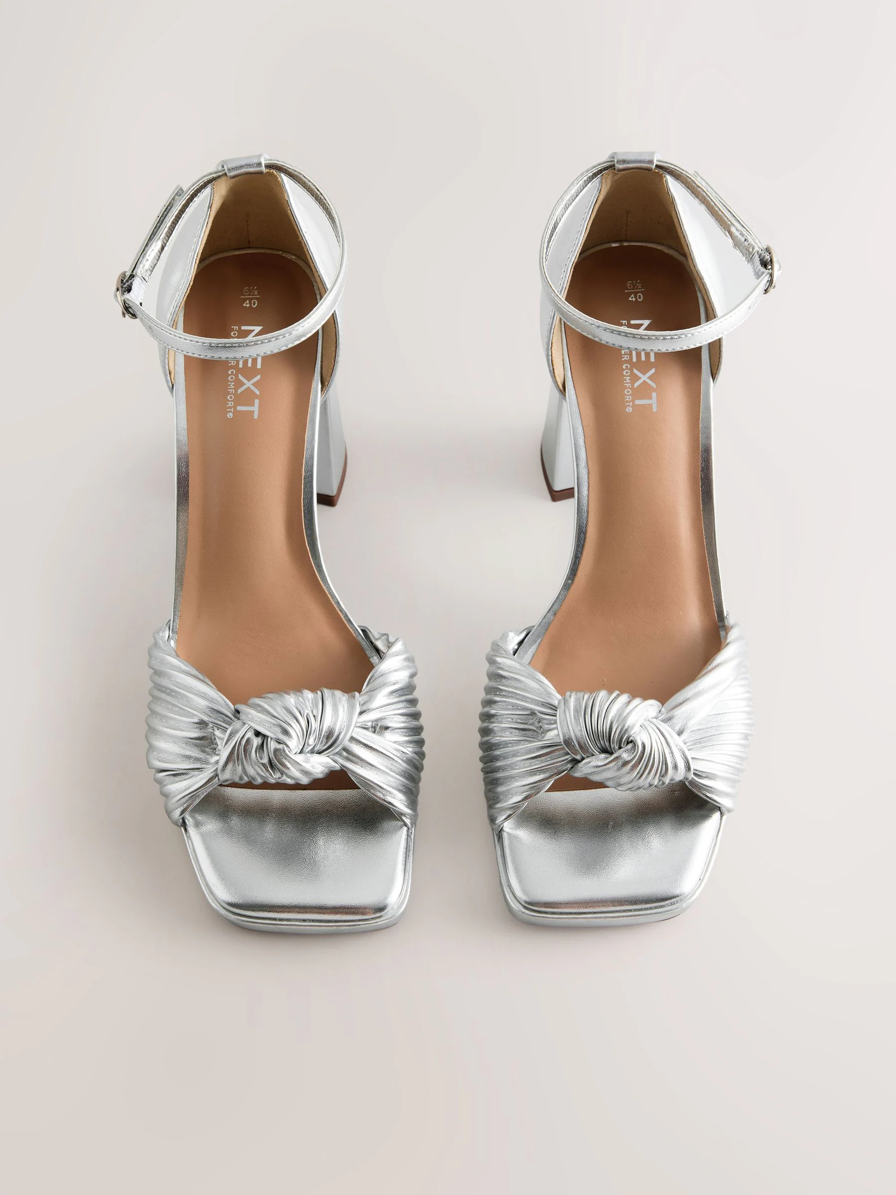 Silver Forever Comfort® Twist Heeled Platform Sandals