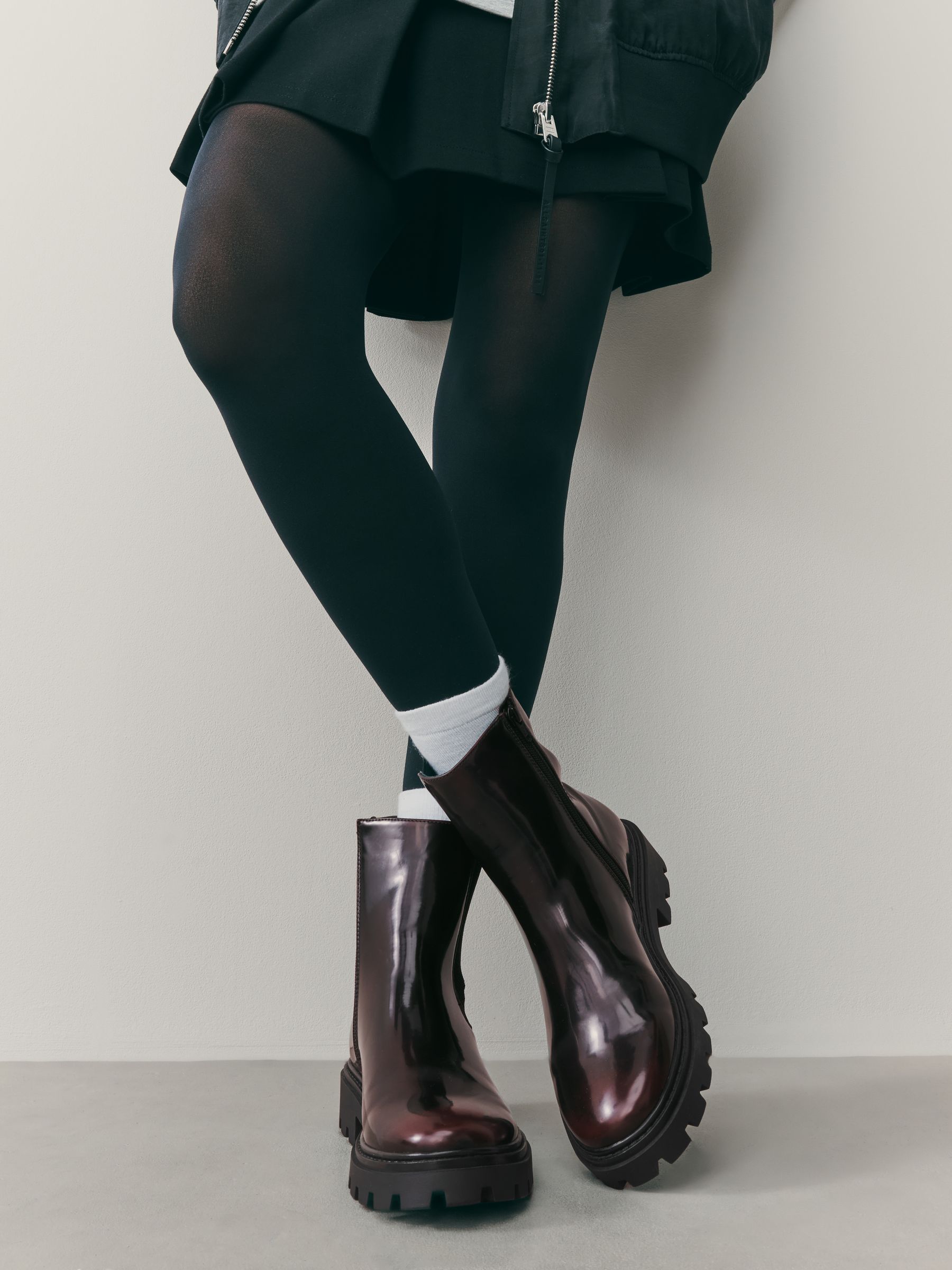 Burgundy Red Patent Forever Comfort® Cleated Sole Chelsea Ankle Boots