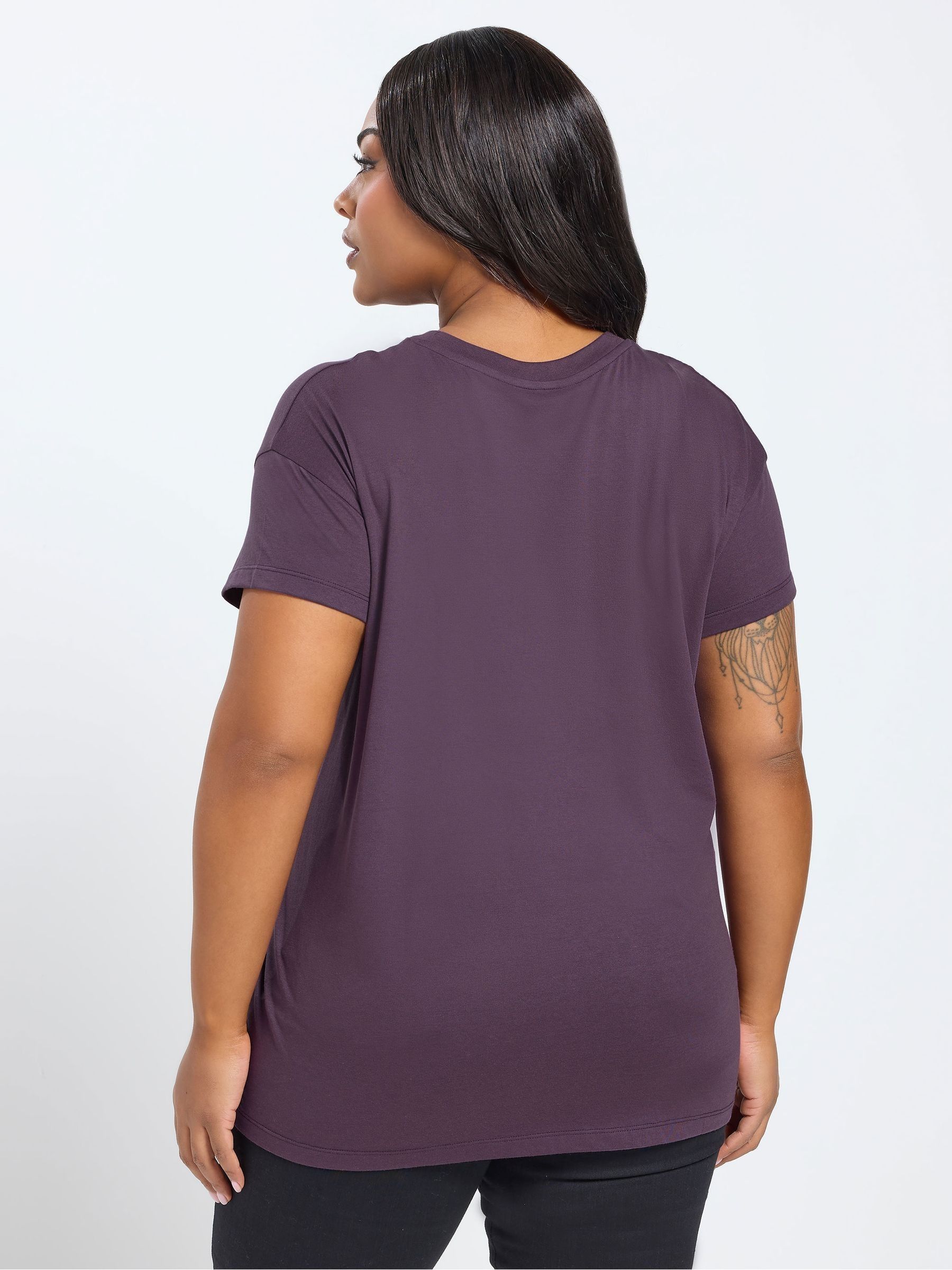 Yours Curve Purple Core Placement T-Shirt