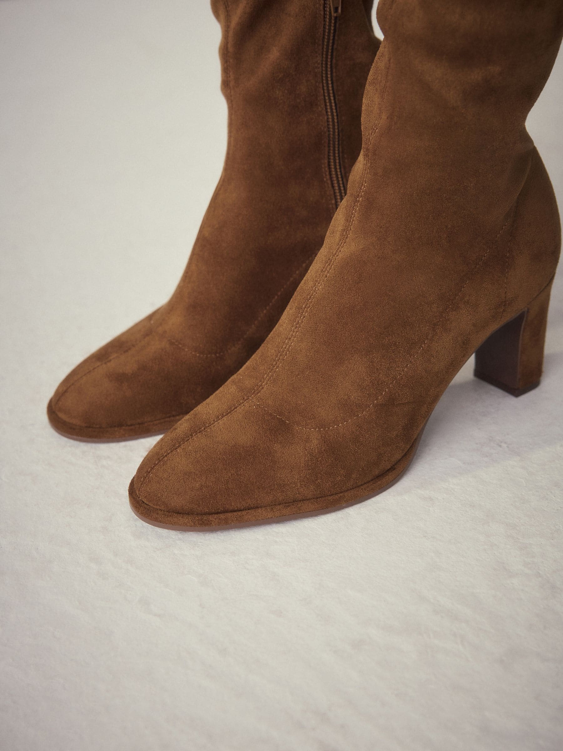 Tan Brown Standard/Wide Fit Forever Comfort® Round Toe Knee High Sock Boots