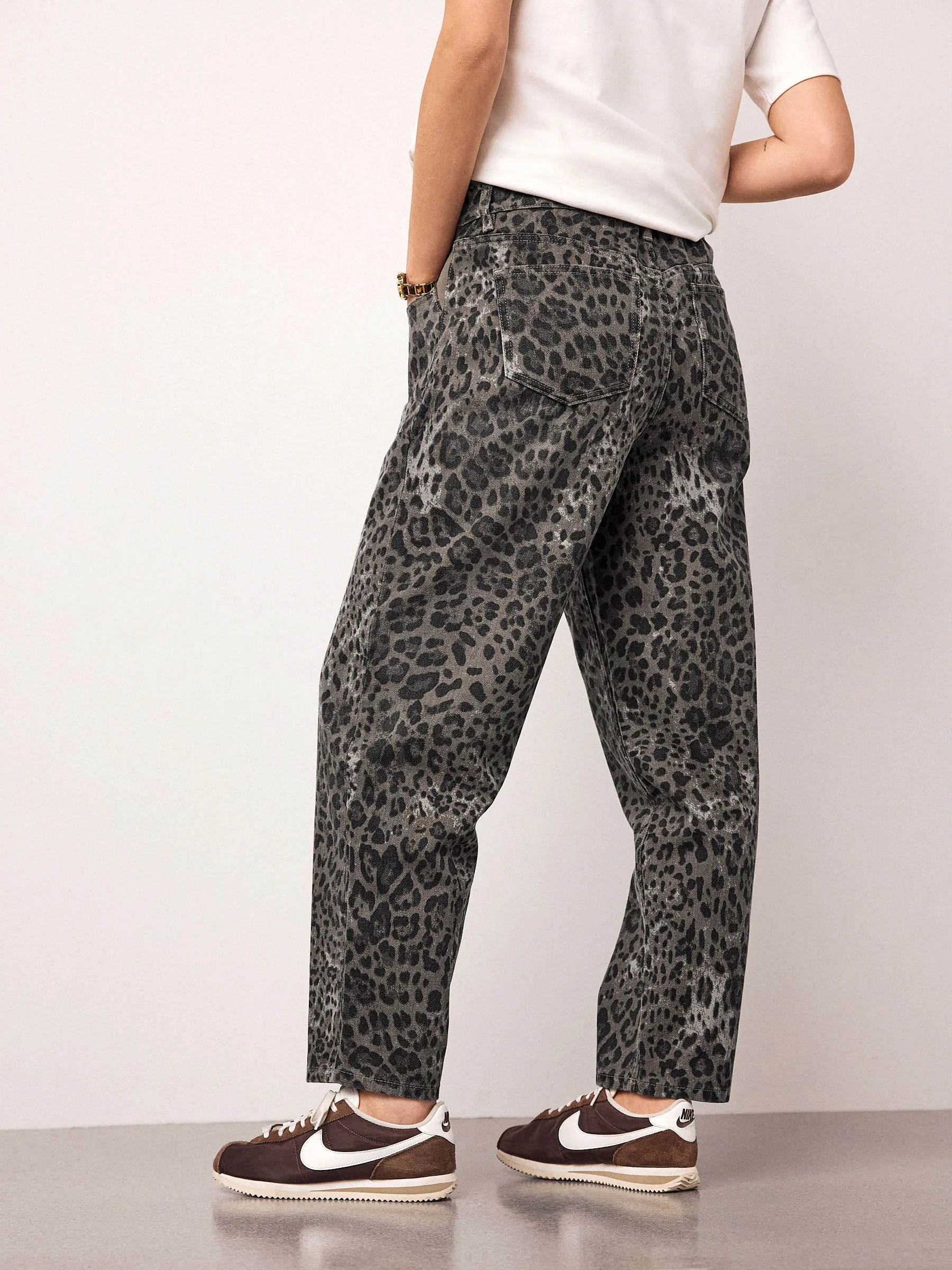 Animal Print Maternity Barrel Denim Jeans