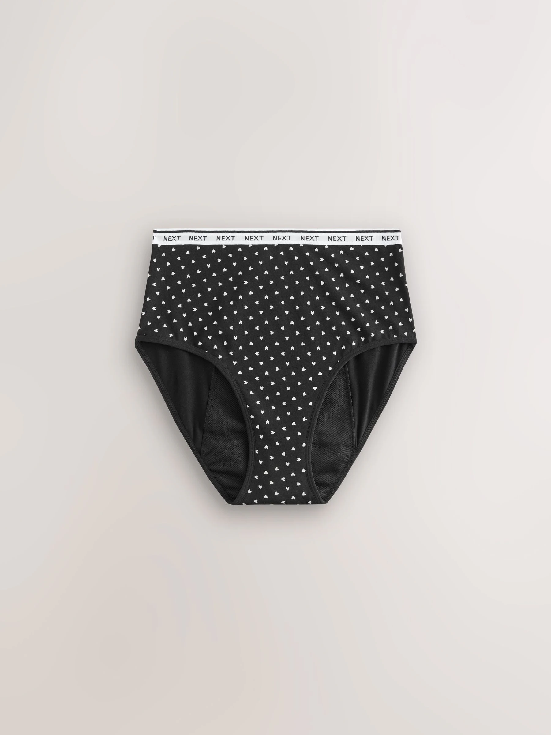 Black/Red Heart Full Brief Heavy Flow Period Knickers 2 Pack