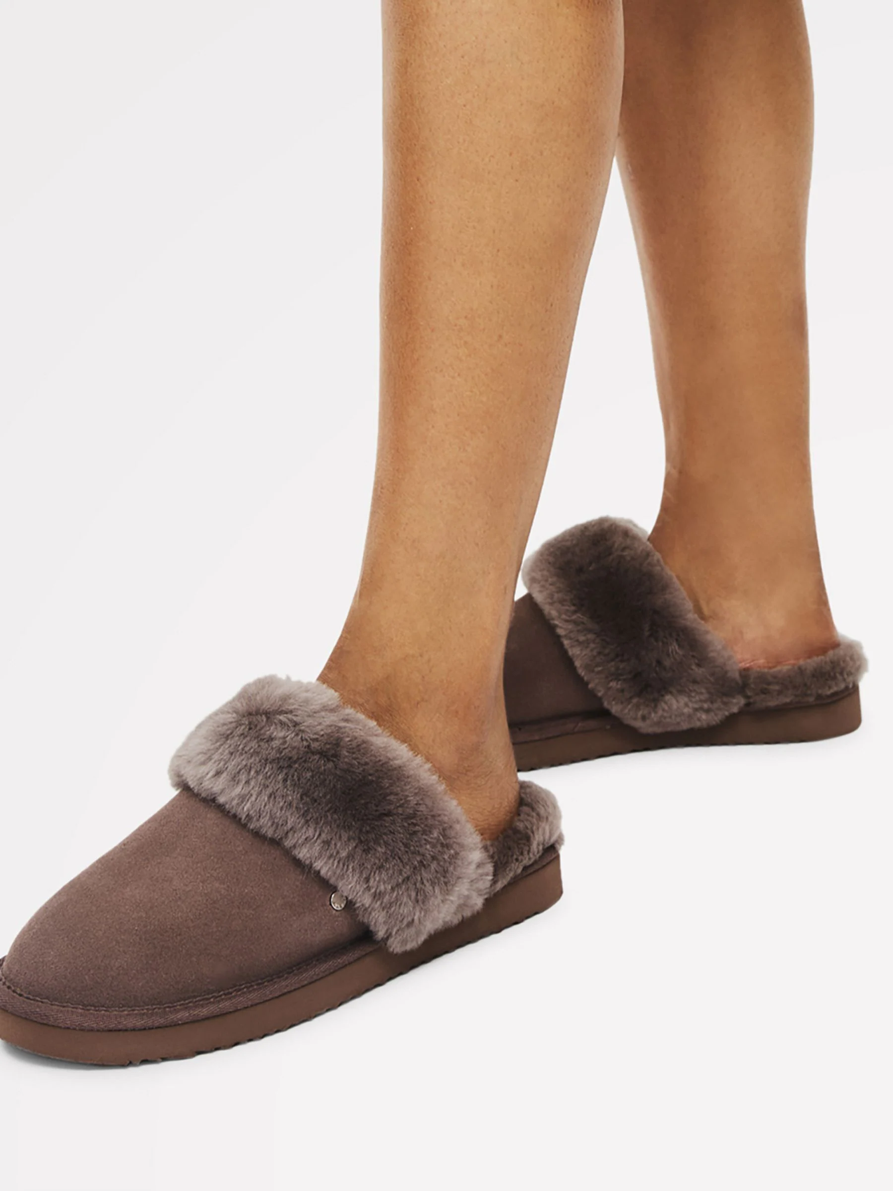 Radley Light Brown Maple Lane Shearling Cuff Mule Slippers