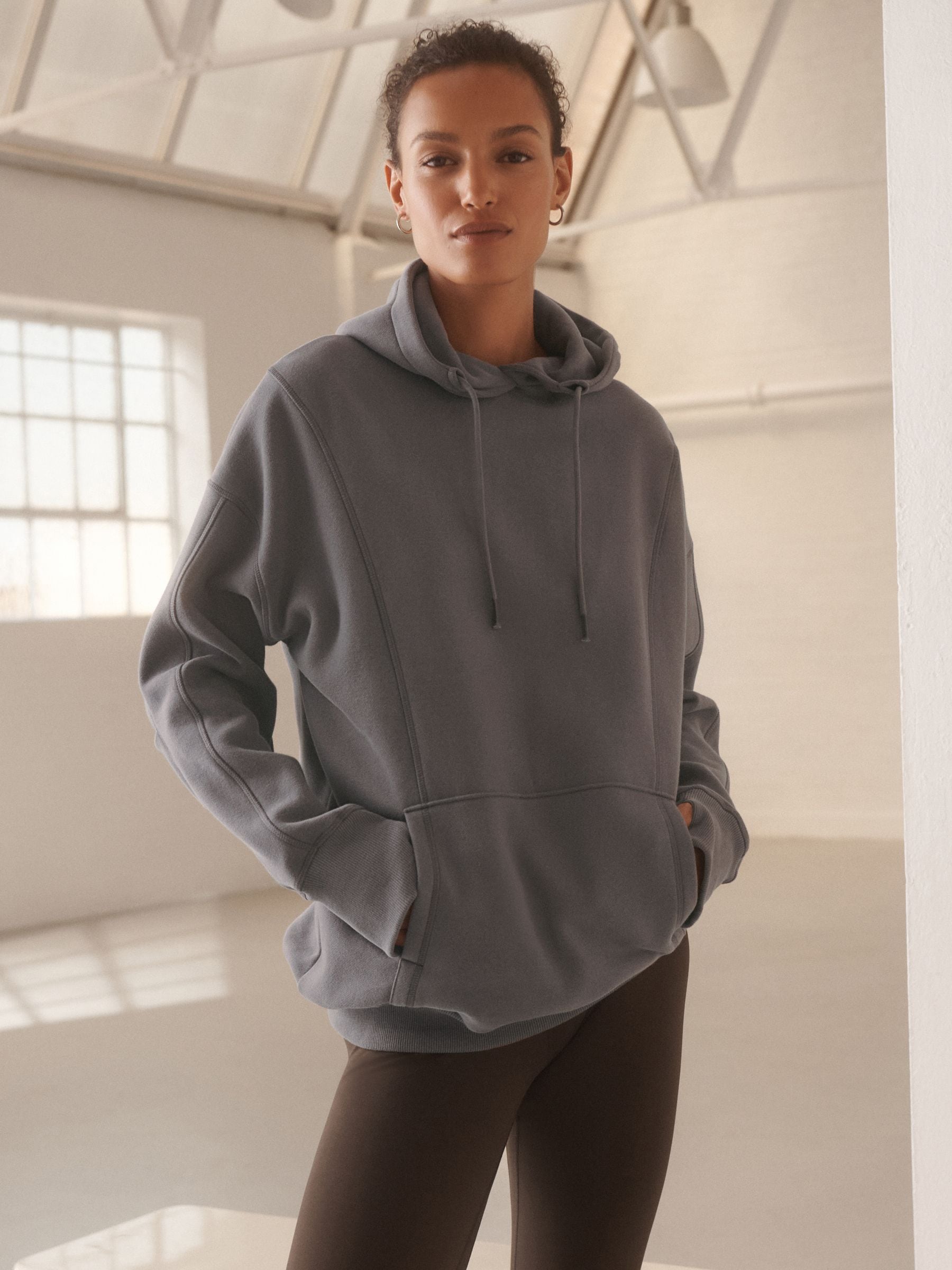 Grey Relaxed Fit Longline Hoodie