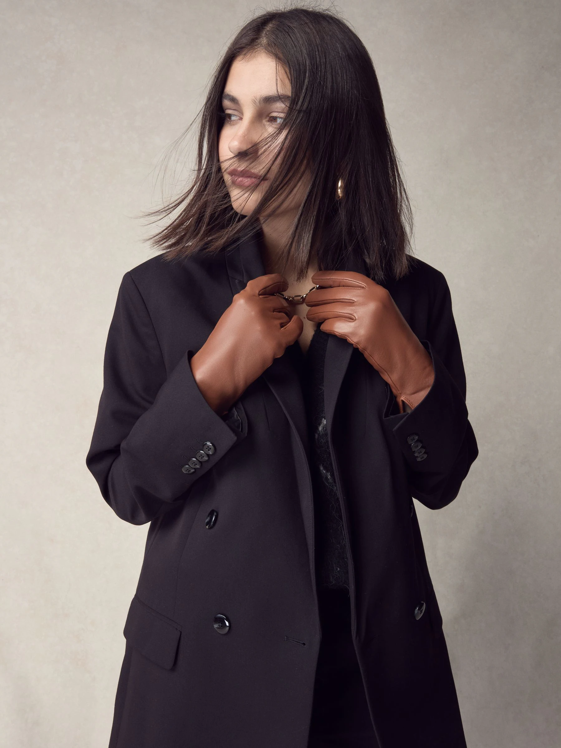 Tan Brown Leather Gloves