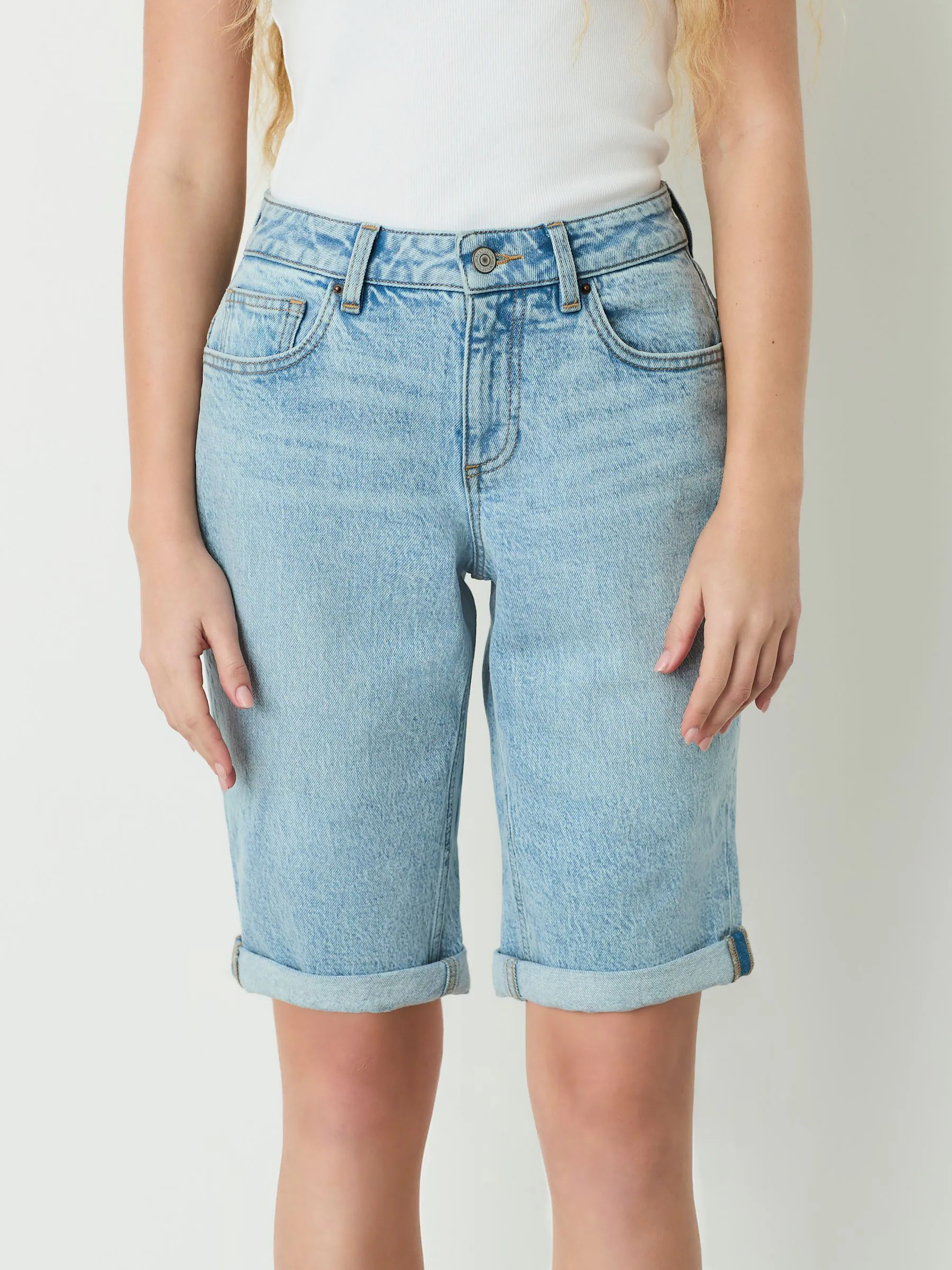 Bleach Knee Length Bermuda Denim Shorts