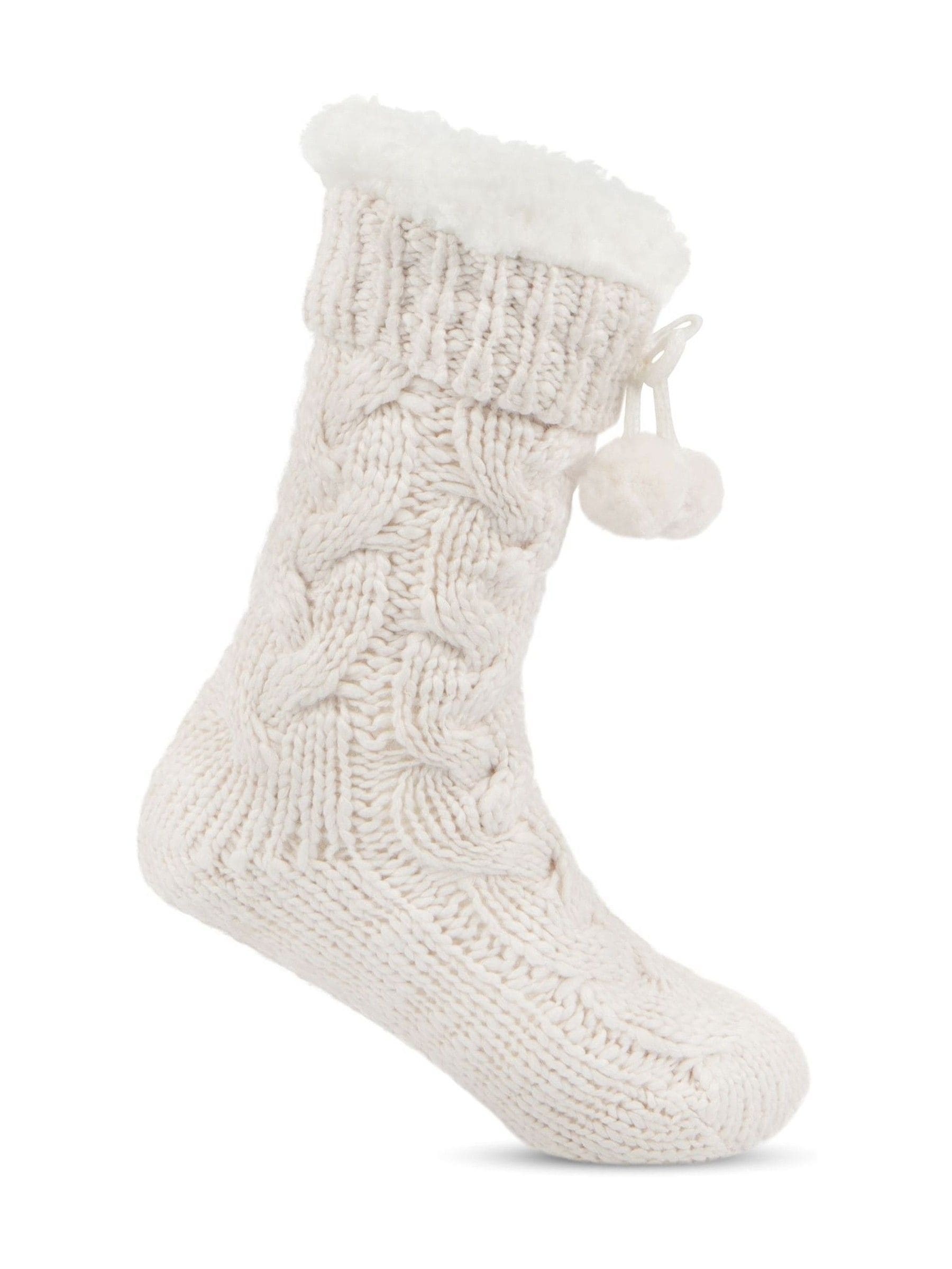 Totes Cream Toasties Ladies Luxury Chunky Knit Slipper Socks