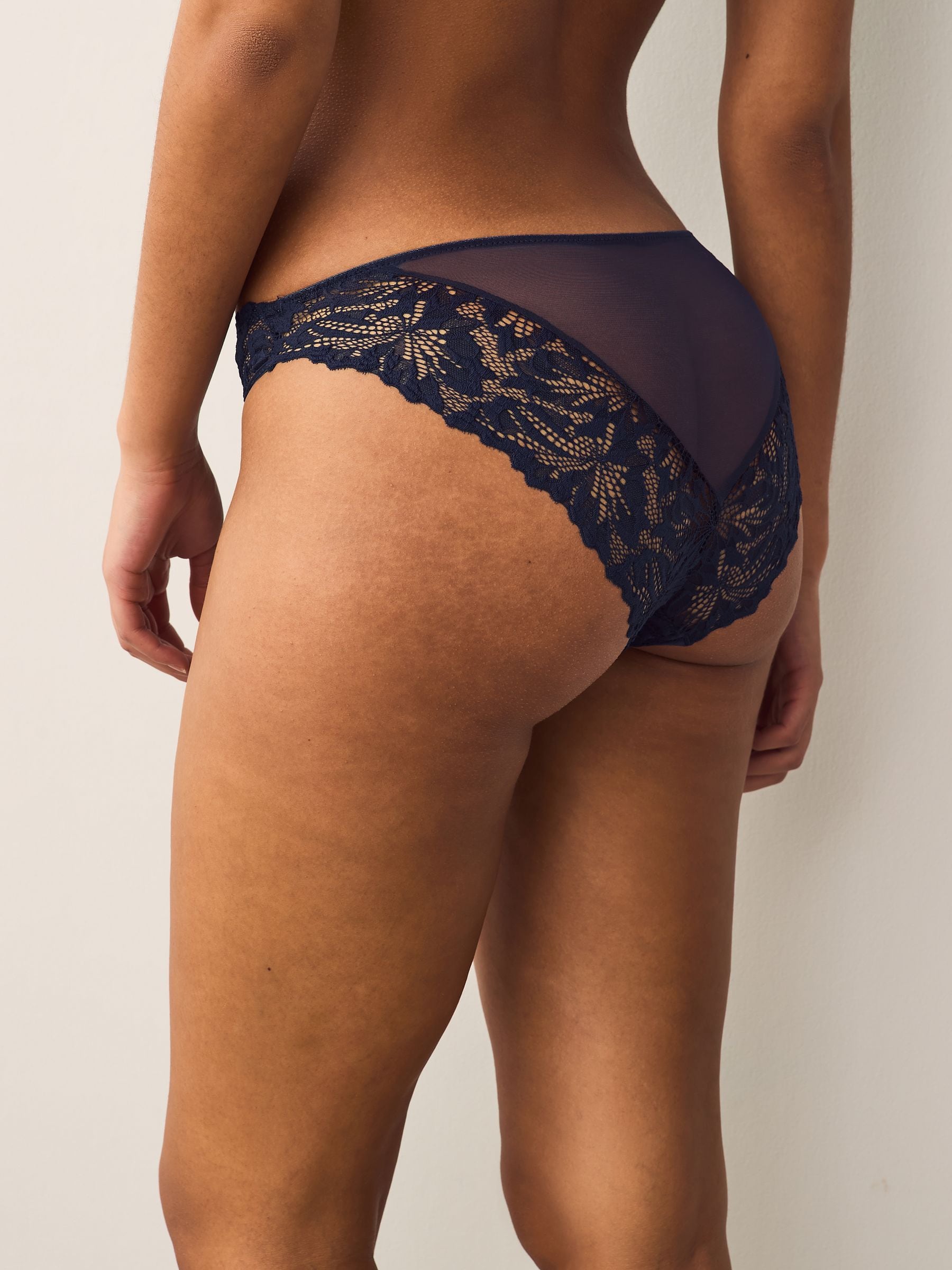 Navy High Leg Ultimate Comfort Lace Knickers 2 Pack