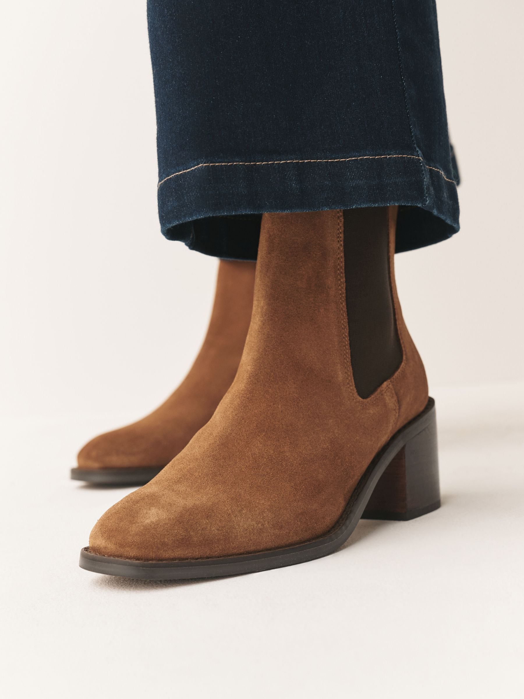 Tan Brown Suede Forever Comfort® Block Heel Chelsea Boots